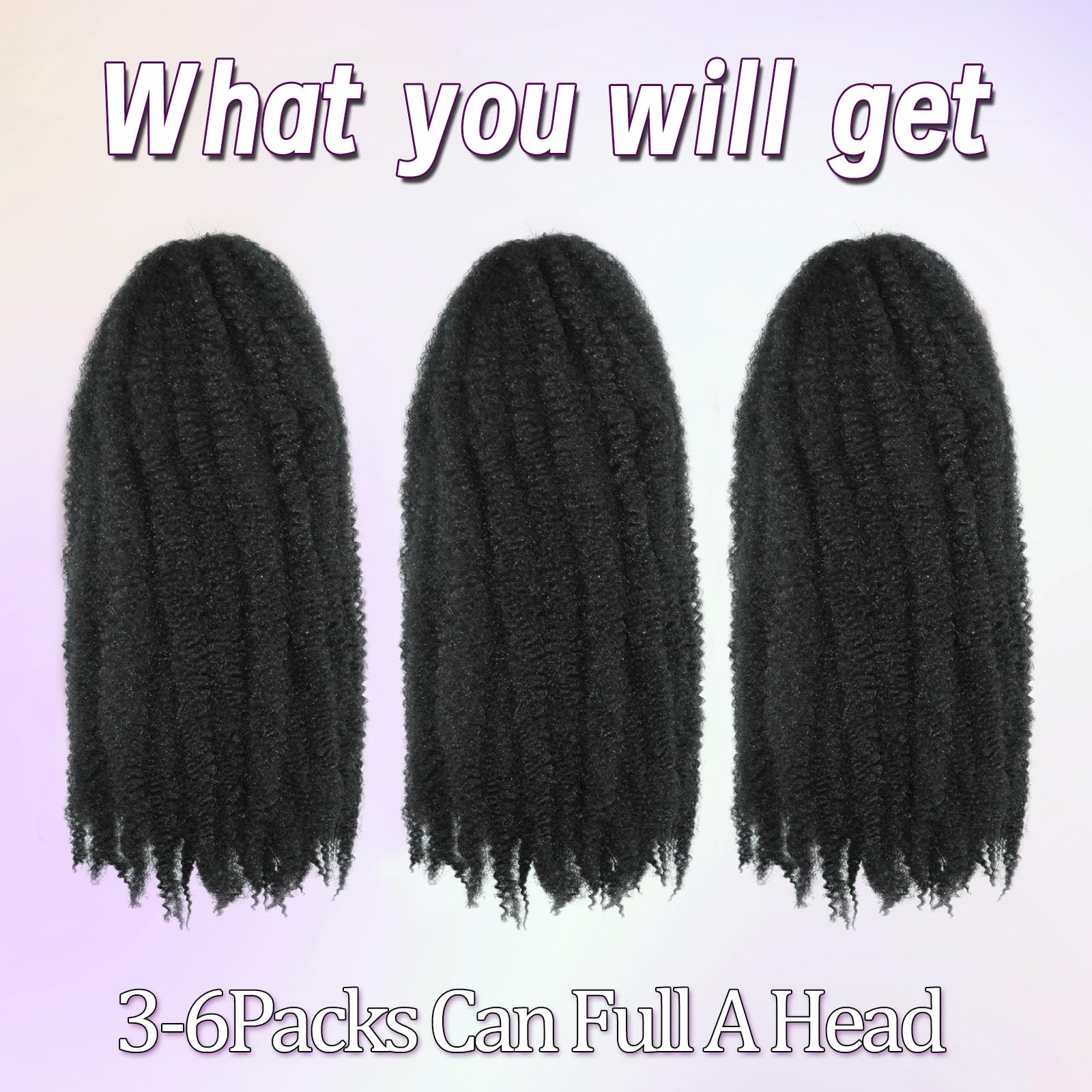 Marley Twist Braiding Hair Afro Kinky Curly Cuban Twist Hair Marley Twists Hair Crochet Braids Extensioni per capelli sintetiche intrecciate all'uncinetto in stile senegalese per donne (1b