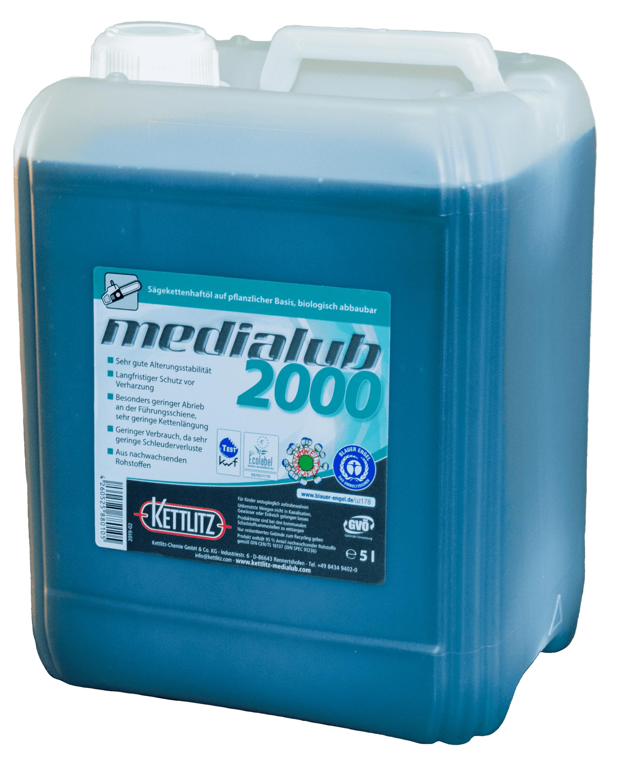 5 L huile de chaîne Tronçonneuses biodégradable Medialub 2000