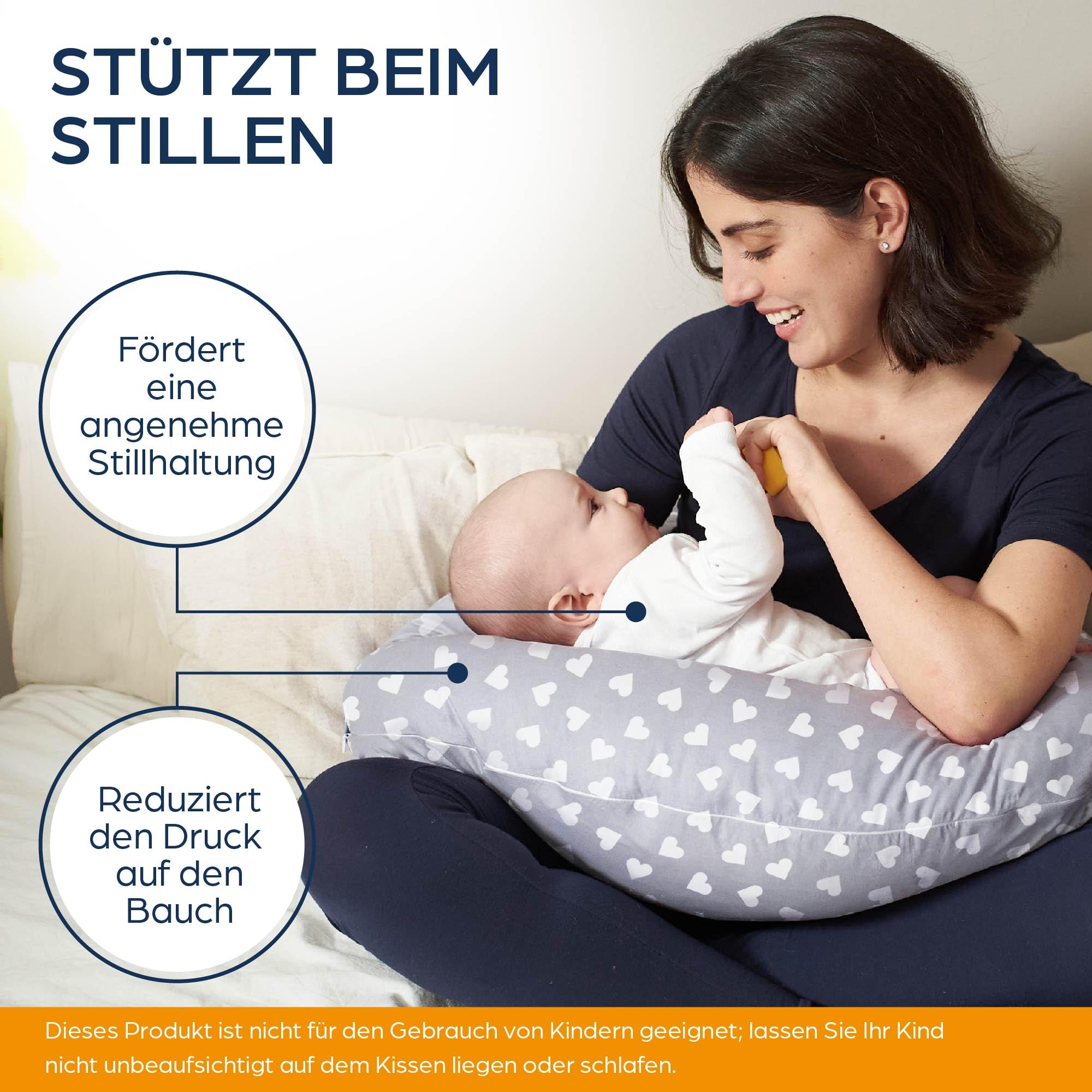 Niimo® XXL+ Seitenschläferkissen & Schwangerschaftskissen – 3-in-1 Stillkissen mit Extra-Kissen als Baby-Nest, 100% Baumwolle, Waschbar, Ergonomisch, Lagerungskissen Erwachsene (200 x 70 cm)