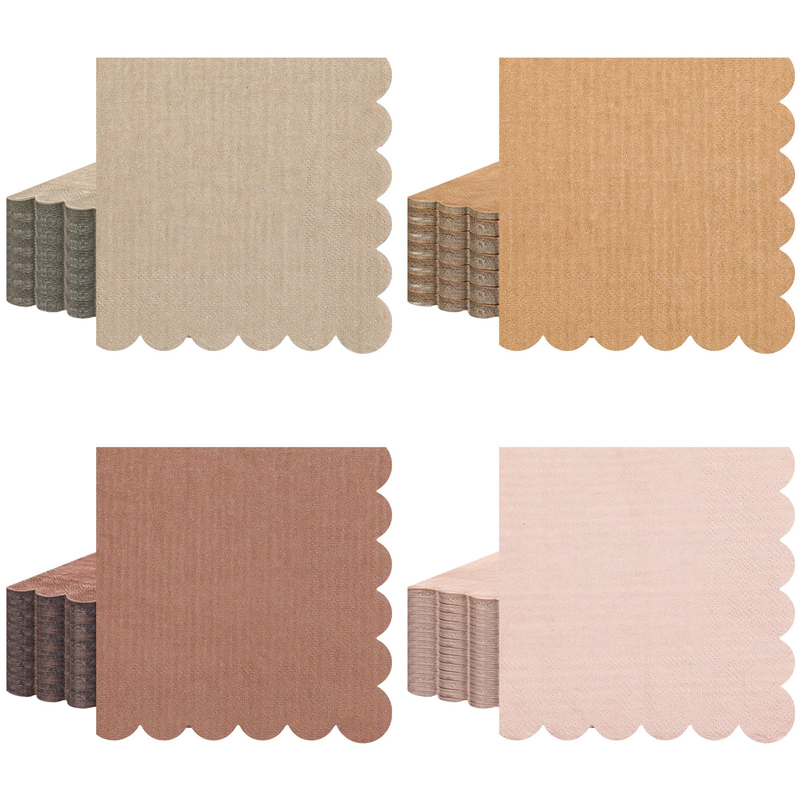 Zhanmai 100 Pack Cocktail Napkins Scalloped Napkins Beverage Gradient Color Paper tissue with Scalloped Edges Thick Disposable Luncheon tissue for