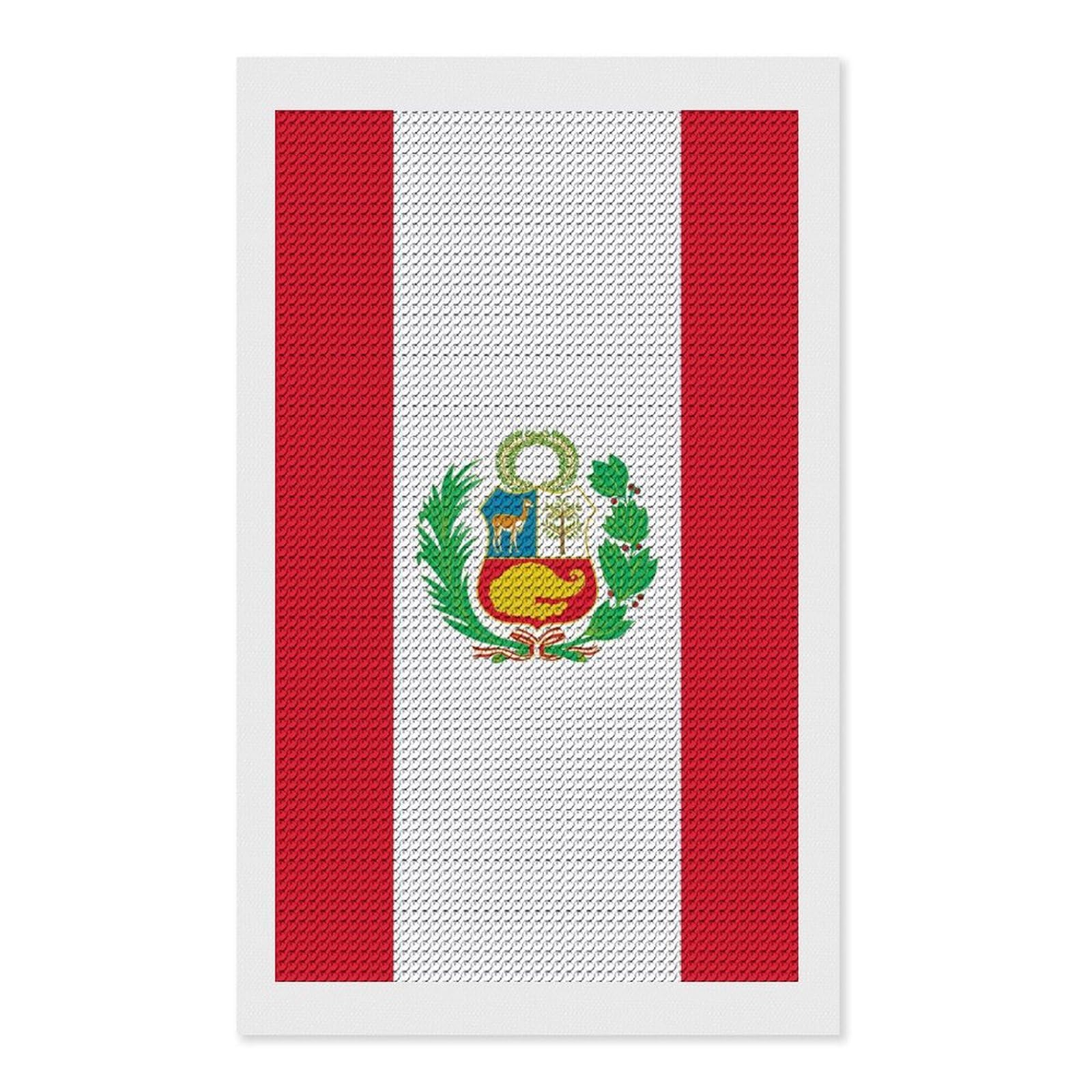 Nclqvjxzkhw Style Peru Flag Diamond Art Painting For Adult Round Diamonds Pictures Arts Crafts Home Wall Decor 12"X20"
