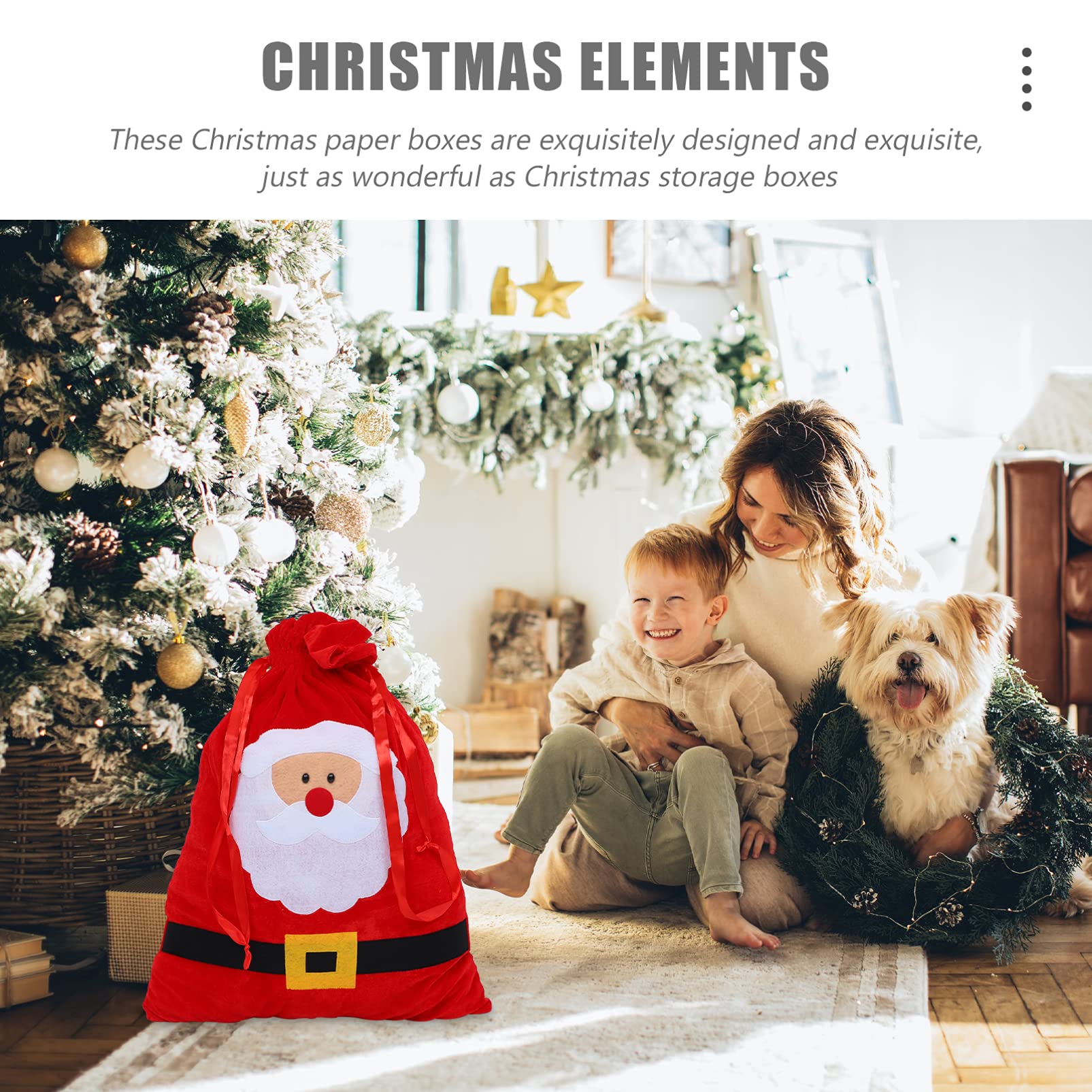 FRCOLOR 3 Piezas Bolsa de Navidad adornos Día festivo bolsa de arpillera de papá noel christmas bag bolsas navideñas bolso de lazo de Bolsa para envolver dulces Paño