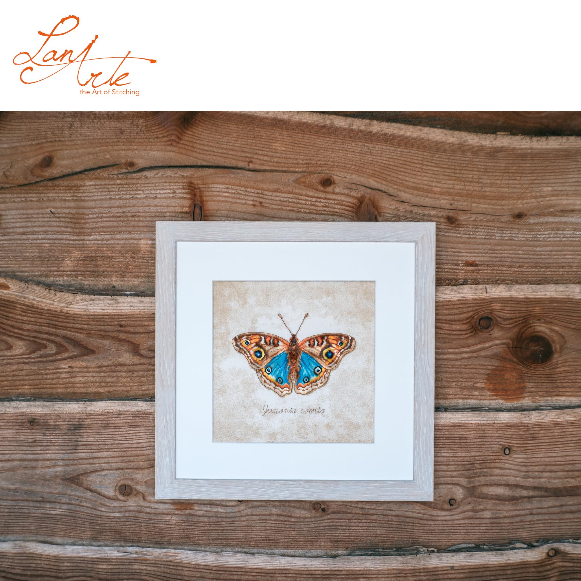 LANARTE Haft Krzyżykowy Liczony Zestaw Obraz do Haftu JUNONIA COENIA Zrób to Sam Zestaw Kreatywny dla Dorosłych Rękodzieło Artystyczne 21 x 21 cm Dekoracja Ścienna DIY Cross Stitch Kit