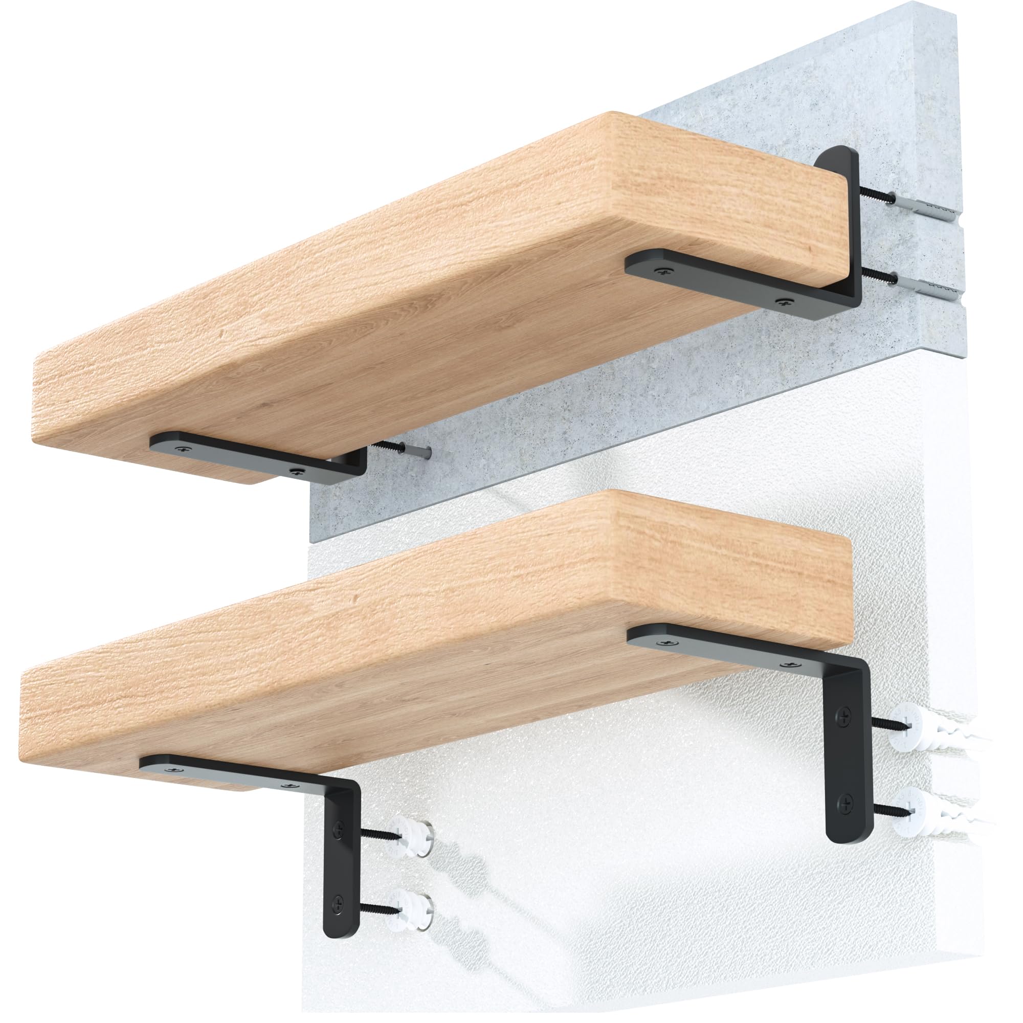 4Pcs Shelf Brackets, Black 4inch Floating Shelf Bracket, Wall Mounted Support,Heavy Duty Floating Shelf Bracket