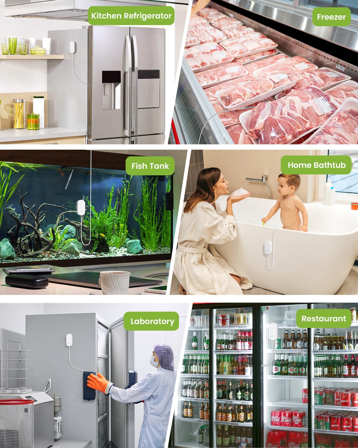MOCREO WiFi Gefrierschrank-Thermometer-Alarm mit digitalem Monitor-Hub, App- und E-Mail-Benachrichtigungen, 2-Jahres-Datenexport, Fernbedienungstemperatursensor für Kühlschrank, Kühlschrank