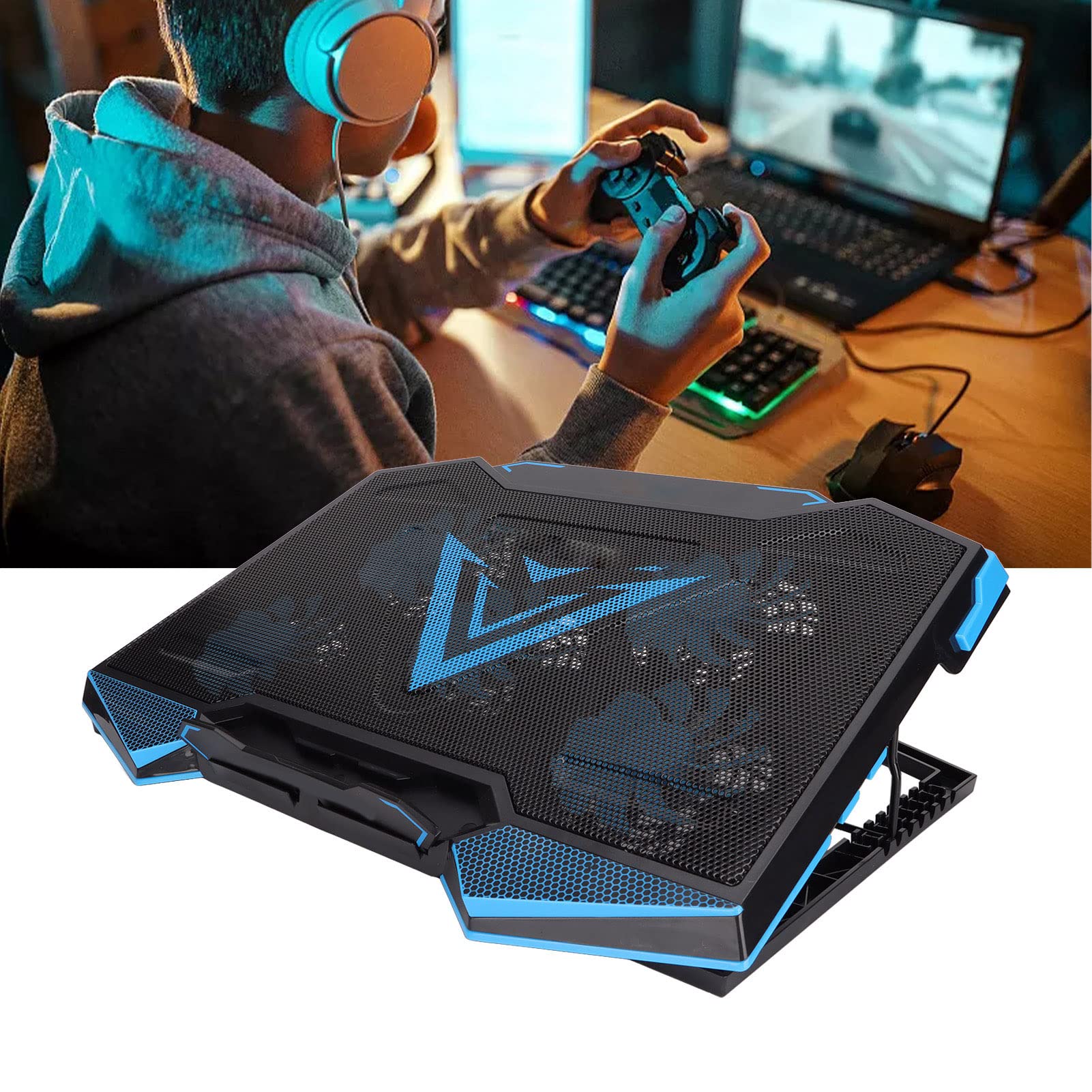 Yctze Laptop-Kühler, Kühlpad, 11 19 Notebook-Kühler, Verstellbarer Winkel, Fünf Lüfter, Starke Tiefenwärmeableitung, Leiser Laptop-Kühler, Schlank, Tragbar, USB-betrieben, Verstellbar,