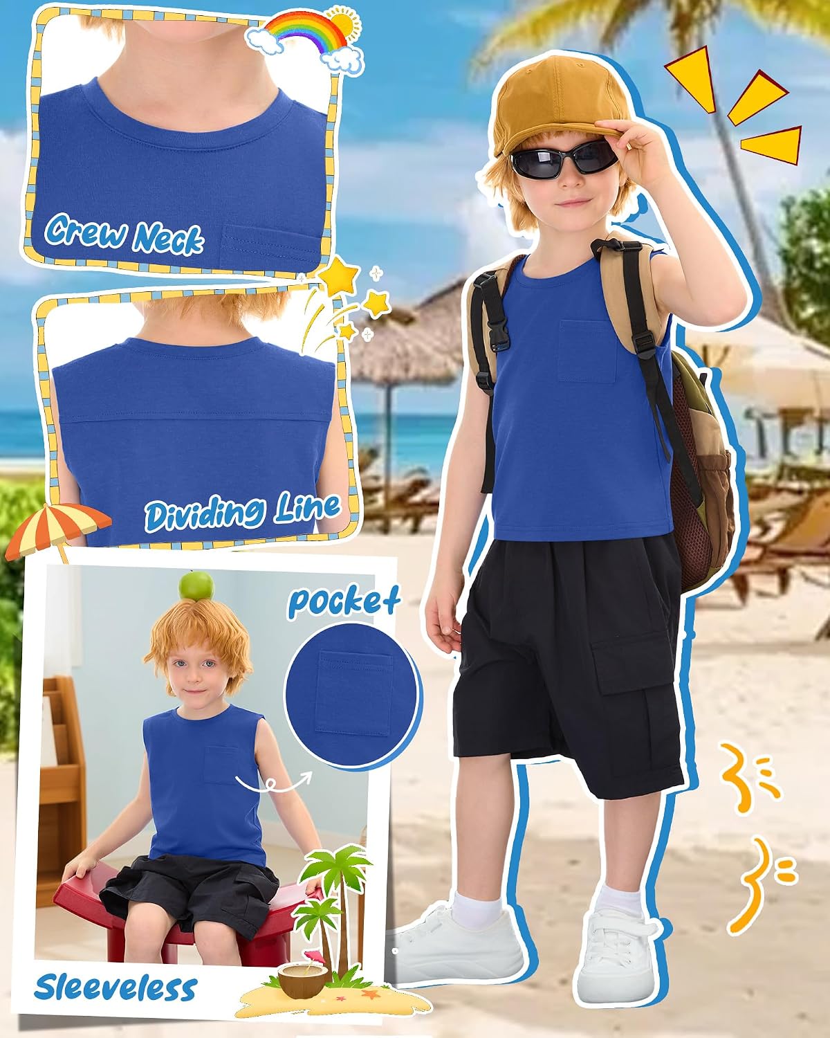 Toddler Boys Sleeveless Tank Tops
