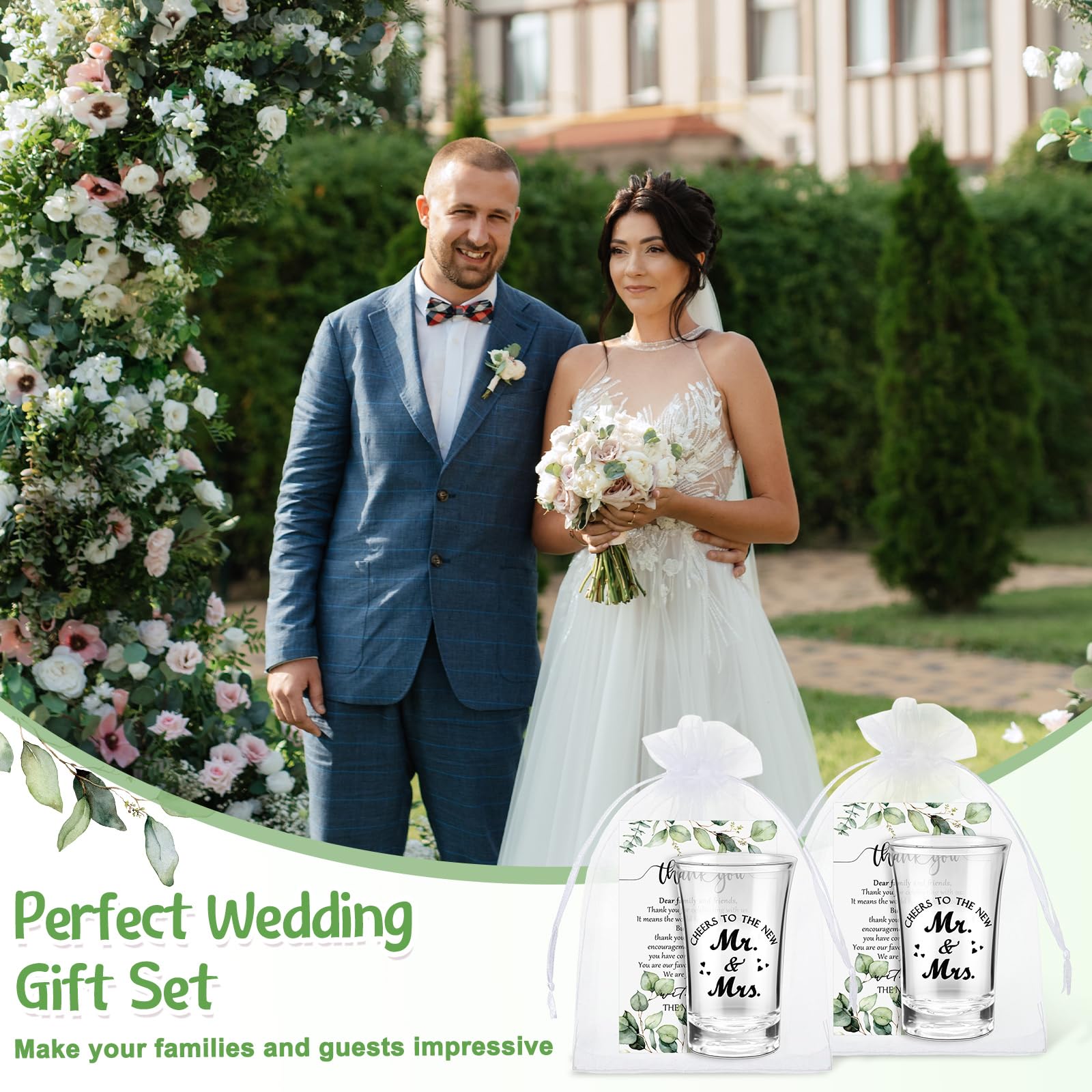 Uiifan 100-Piece Wedding Favor Set - Stainless Steel Shot Glasses With Thank You Cards & Bags - View #9