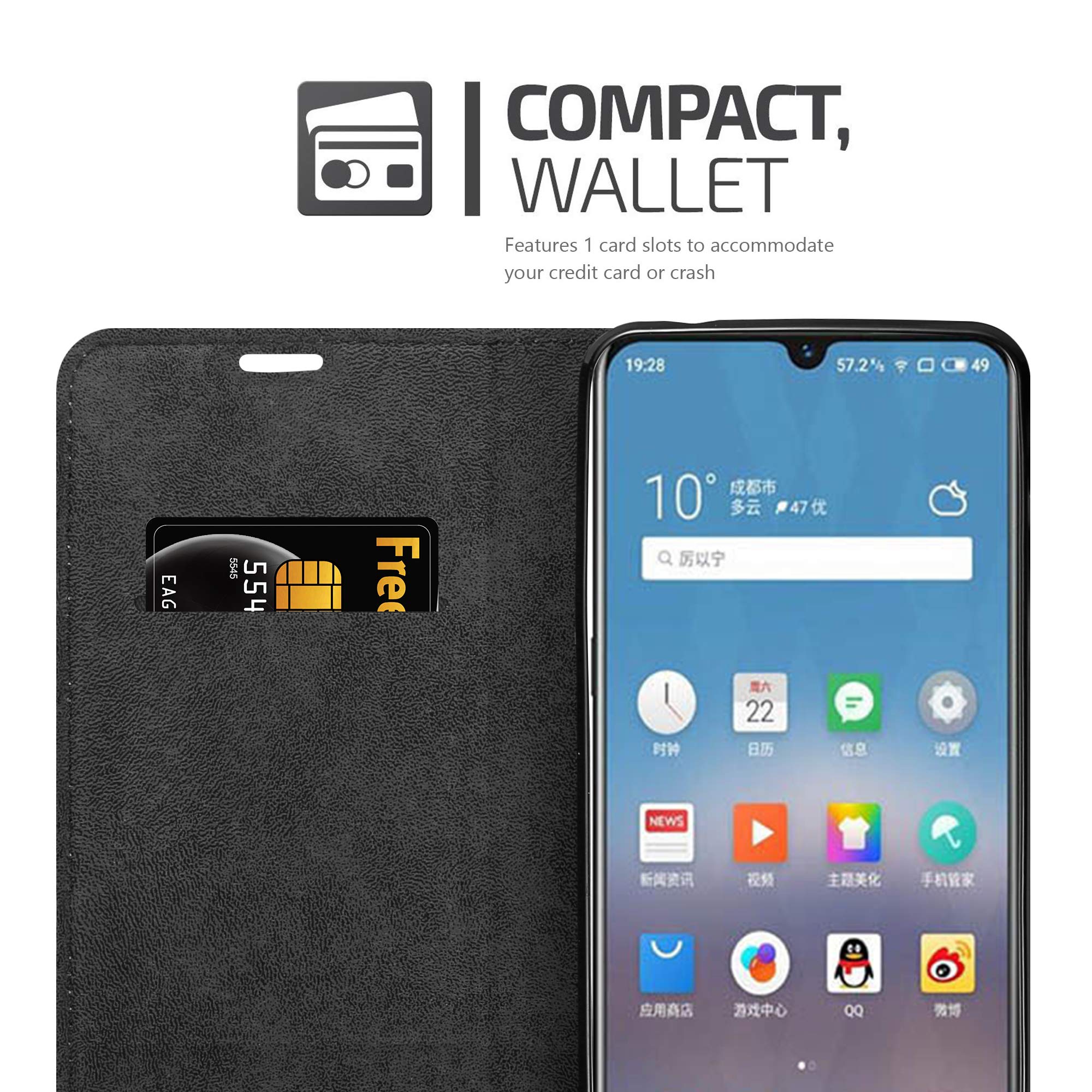 Cadorabo Custodia Libro Portafoglio Per MEIZU 16, Pelle Sintetica Marrone, Con Chiusura Magnetica, Slot Carte E Funzione Stand