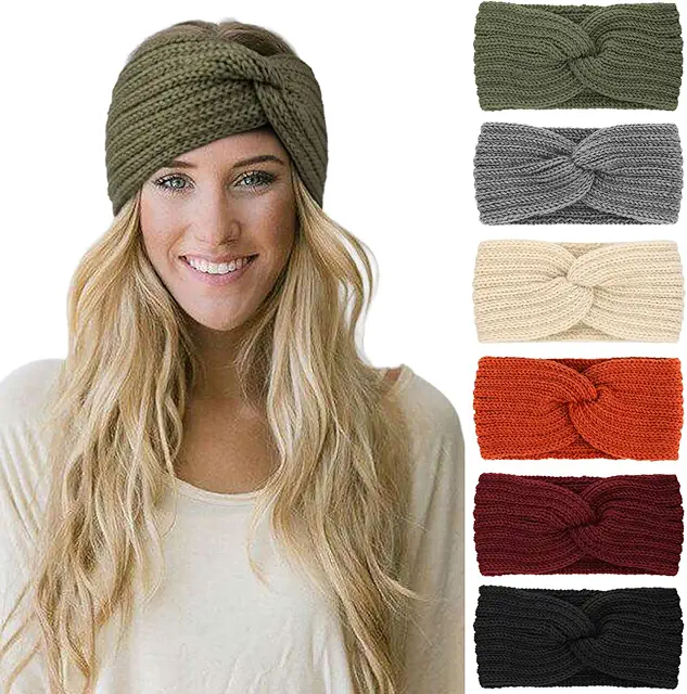 Bandeau Femme Hiver - 6 Pièces Serre-Tête Tricoté Chaud avec Nœud