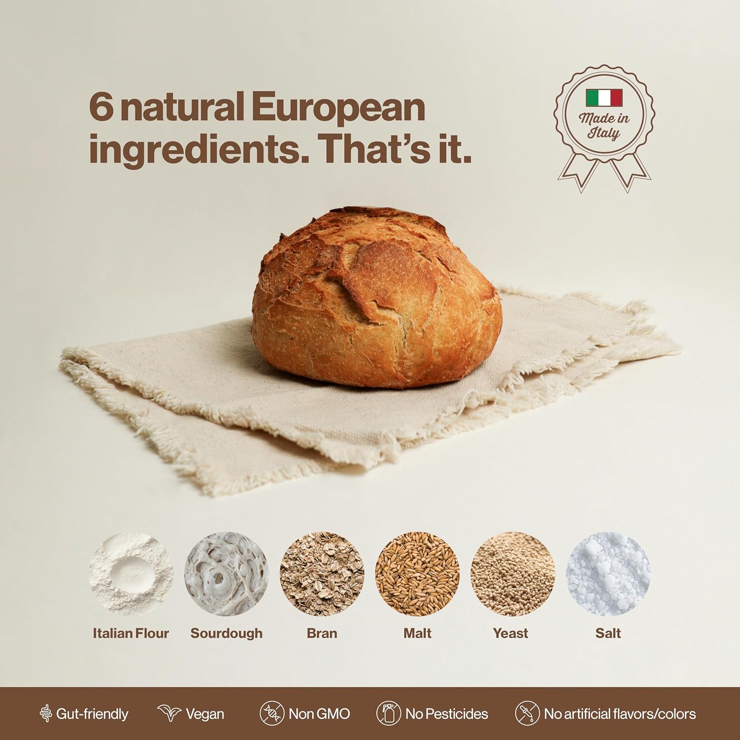 Milly’s Sourdough Bread Mix – Just Add Water, No Starter Needed | Easy Artisan Homemade Bread with 6 Clean Ingredients | Non-GMO, Made in Italy, European Stone-Milled Flour | Sourdough Starter Kit for Beginners (Makes 7 Loaves)