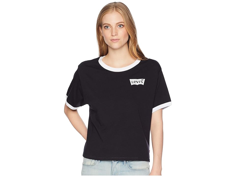 

Levi's(r) Premium Graphic Ringer J.V. Tee (Caviar) Women's T Shirt