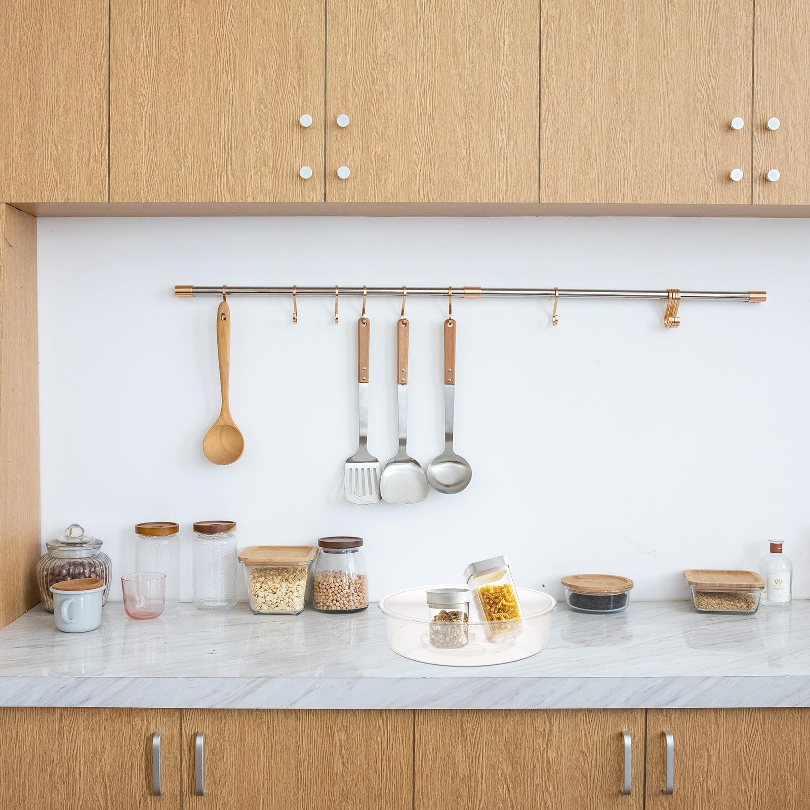 MAGICLULU Organizzatore Girevole per Spezie in Plastica 35 Cm, Porta Spezie Rotante Salvaspazio per Cucina Domestica e Ristoranti, Scaffale Portaoggetti per Condimenti Design Rotante