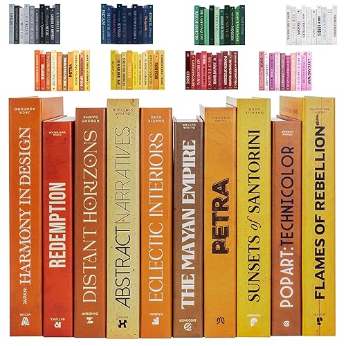Decorative Books | Orange 10 Book Set with 3 Sizes