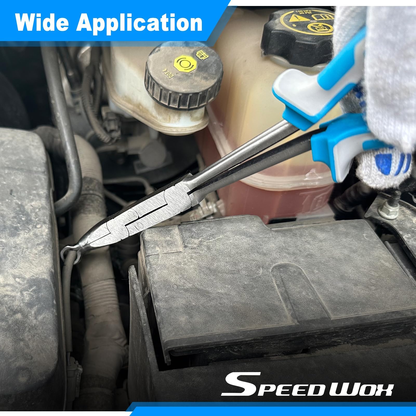 SPEEDWOX Pinze a becco doppio giunto lungo 33 cm – perno XL per presa tubo flessibile 1/3" 3/4" diametro rimozione in spazi ristretti