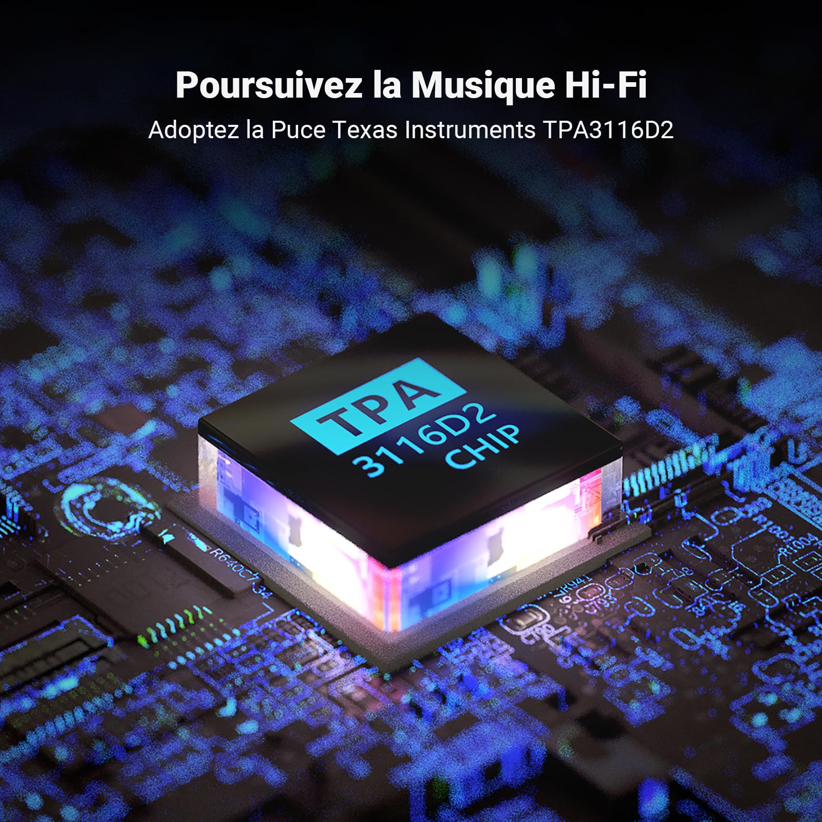 Fosi Audio V1.0G Amplificateur Audio 2 Canaux, 50 W x 2 Mini Amplificateur Stéréo Hi-Fi, Amplificateur de Puissance TPA3116 Intégré Classe D avec Contrôle pour Home Cinéma