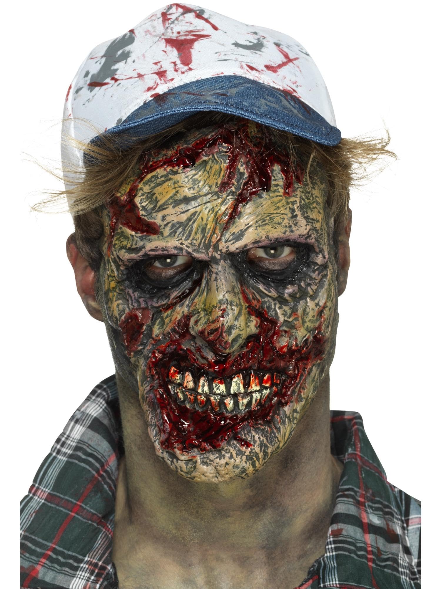 Smiffys Make-Up FX, Foam Latex Zombie, Brown Face Prosthetic, with Adhesive, Cosmetics and Disguises Fancy Dress, Zombie Dress Up Cosmetics & Disguises.