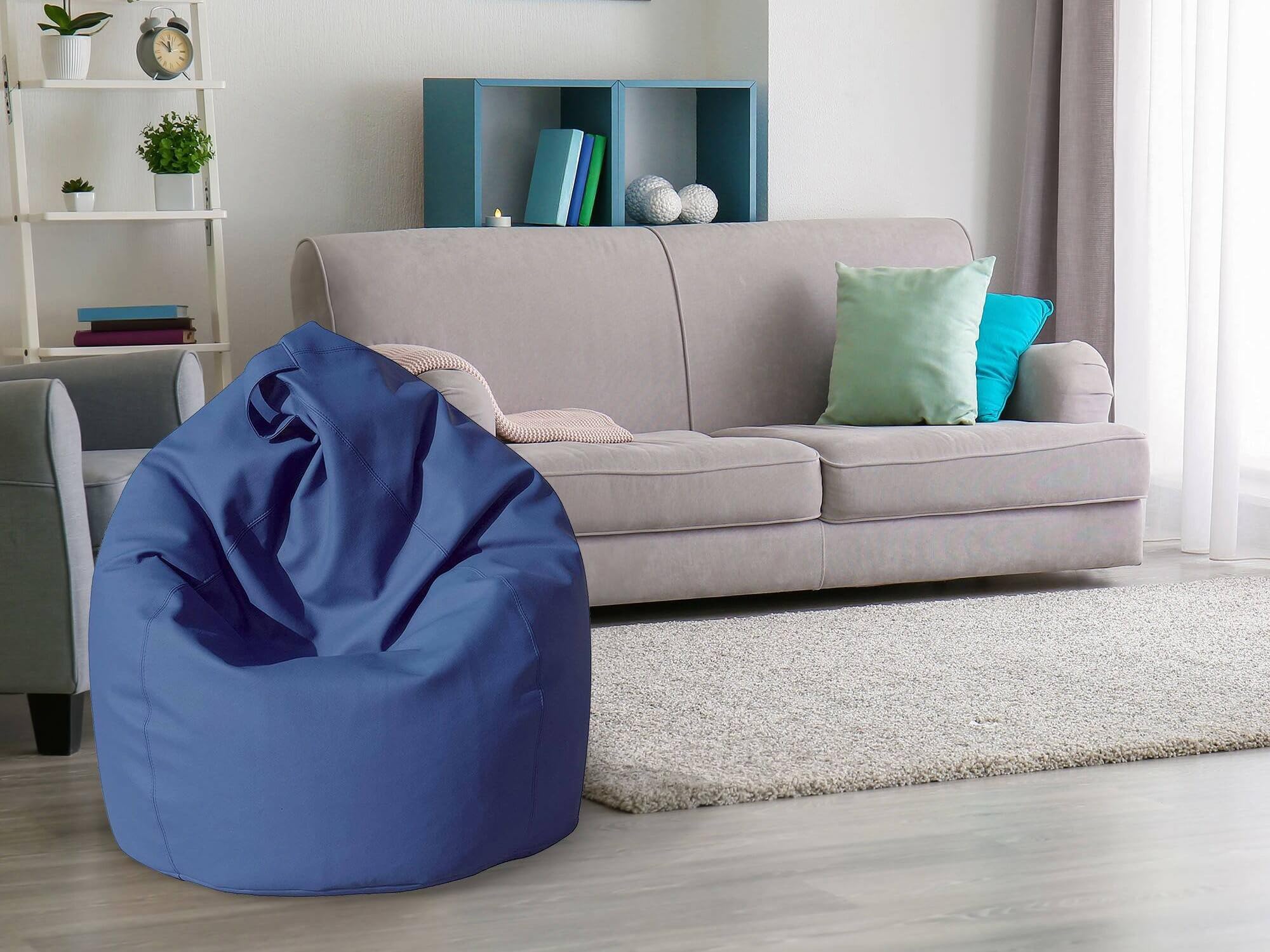 Talamo Italia-Pouf a Sacco Elegante, Colore Blu, Misure 80 x 120 x 80 cm