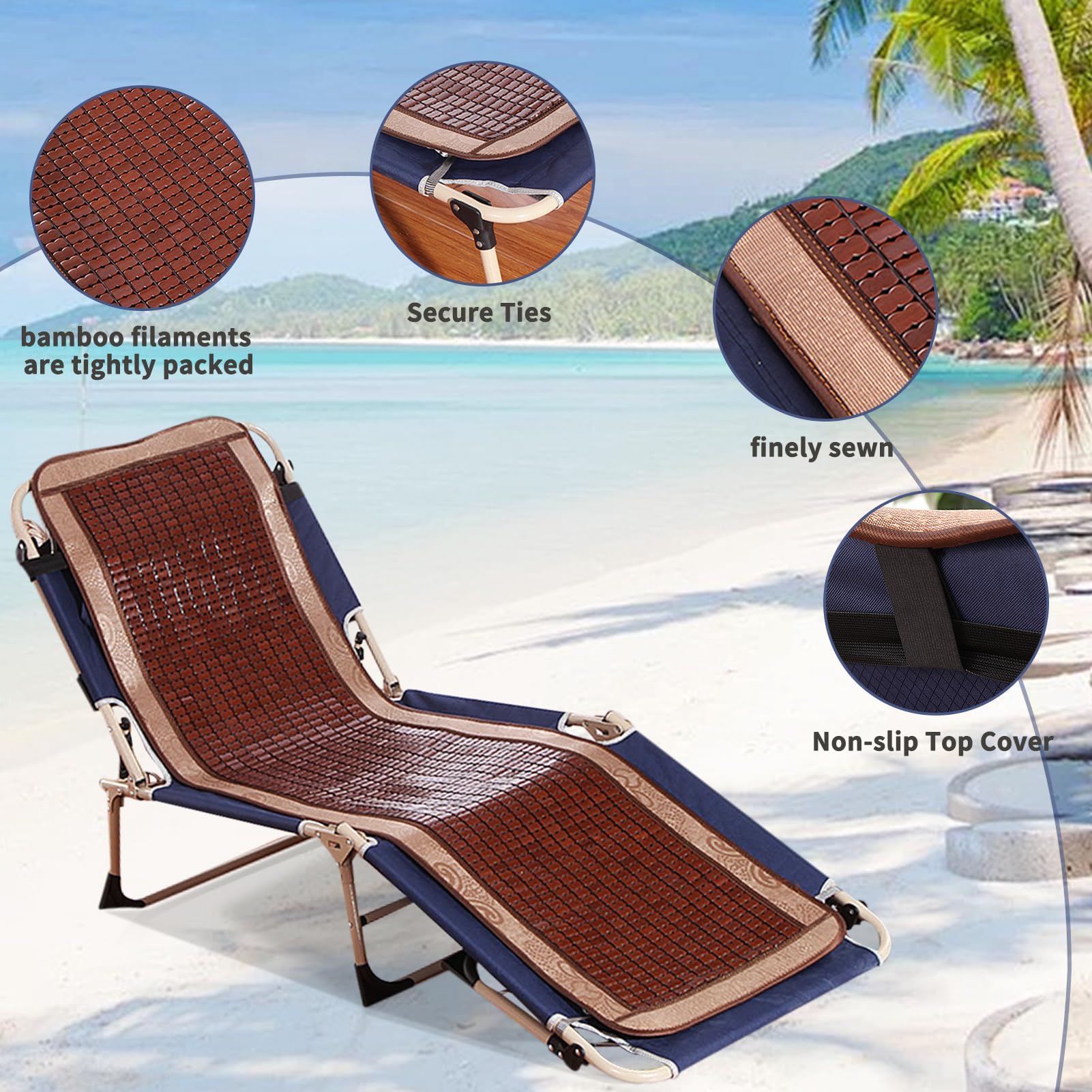 Coussin Transat Bain De Soleil Impermeable, Cool Dehoussable Coussin Bain De Soleil épais, Confortable Pliable, Bande Réglage Pour Intérieur Exterieur Jardin Terrasse Balcon, Voyage Plage Vacances