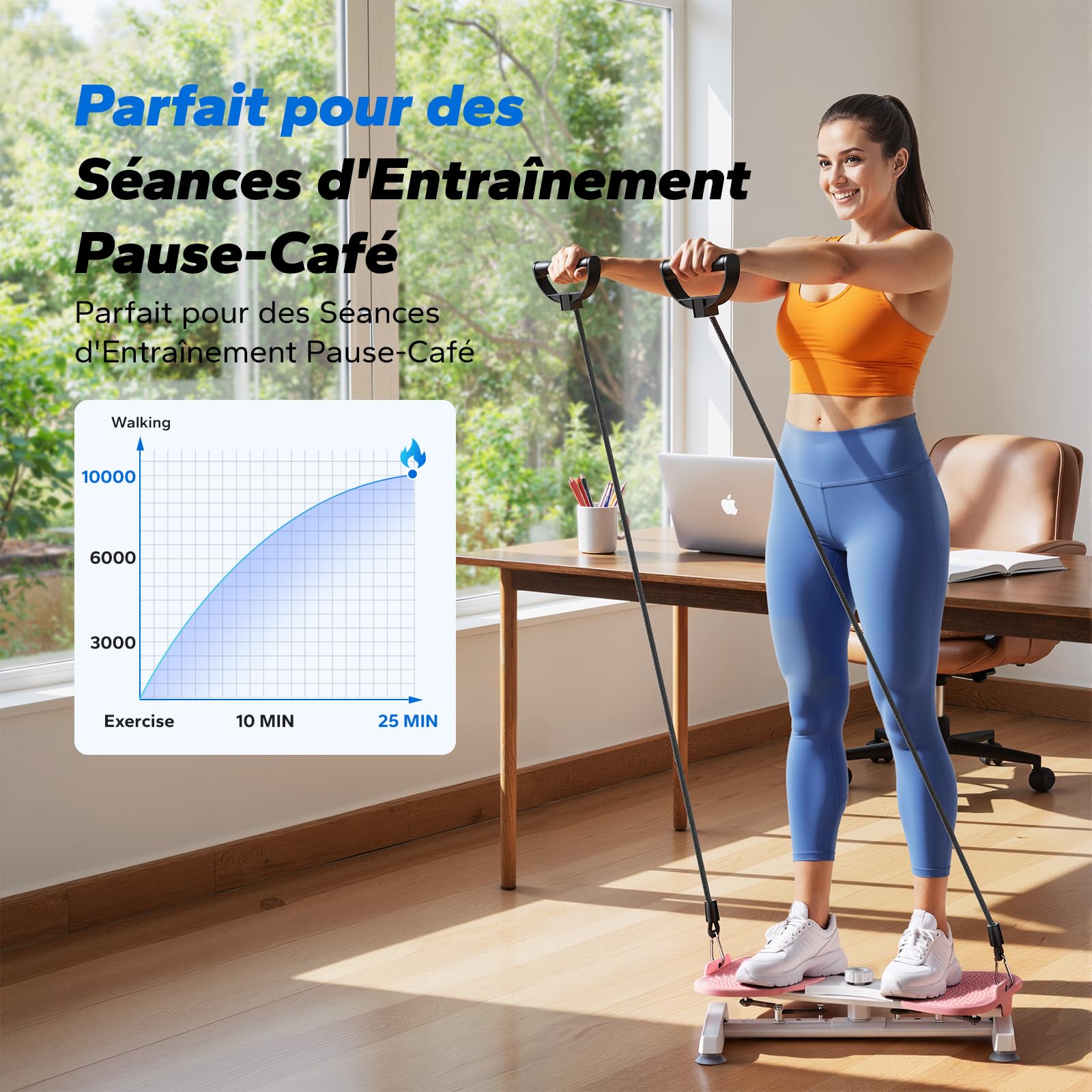 MERACH Twist Waist pour Femme, Twist Disque de Taille avec 2 Élastiques de Résistance, Twist Board Fitness pour l'Entraînement de la Taille ＆ Hanches, Faible Bruit, 136 KG Max pour Maison