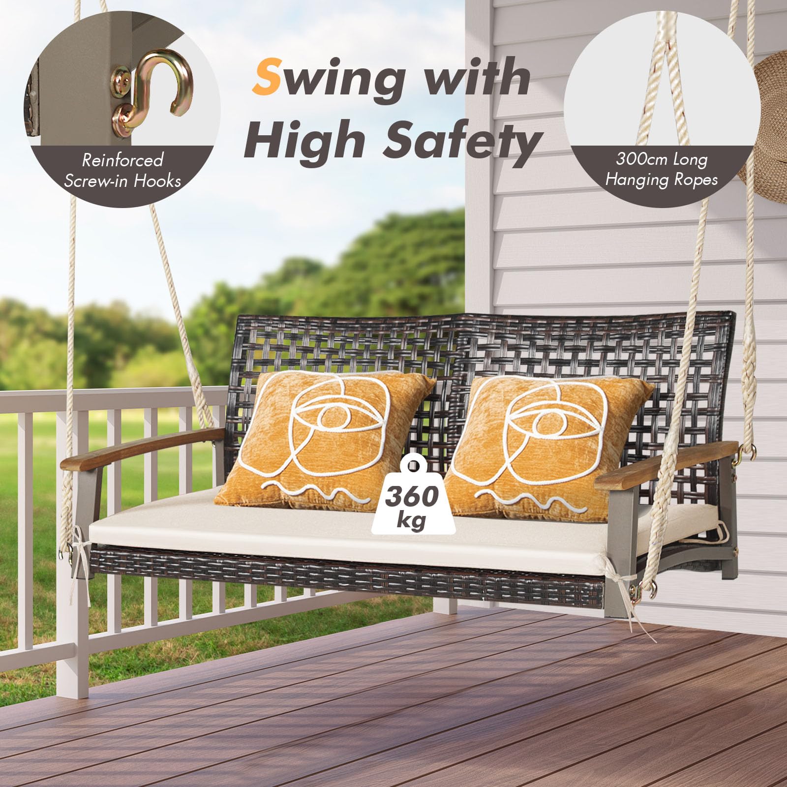 Dondolo Da Giardino Sedia Sospesa Poltrona Pensile In Rattan