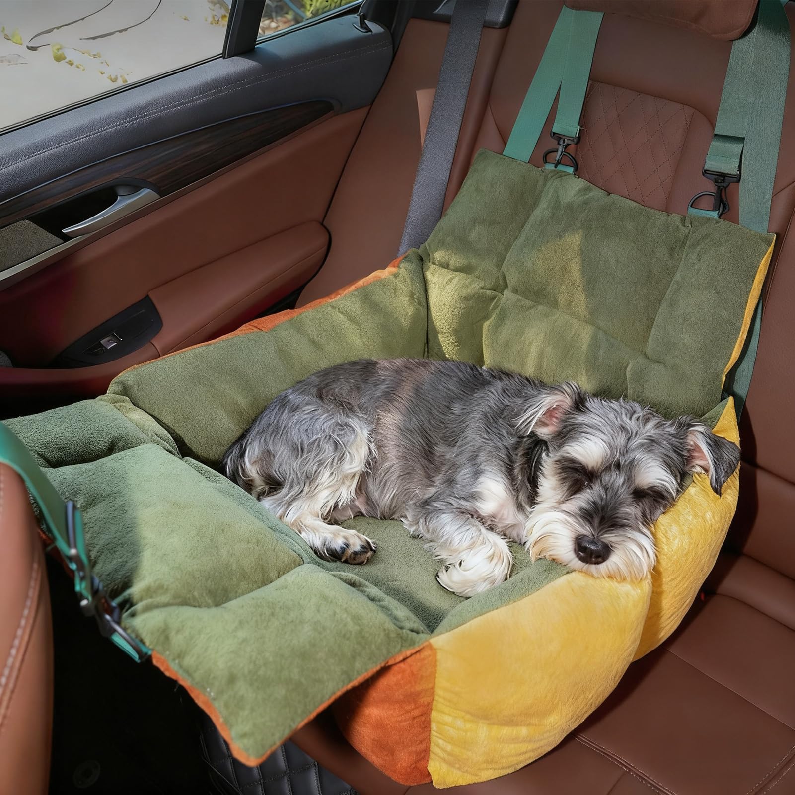 Asiento Coche para Perros Pequeños con Bolsillos y Cinturón de Seguridad | Transportín para Perros Pequeños Para Camión SUV Asiento Trasero Asiento Delantero Viaje