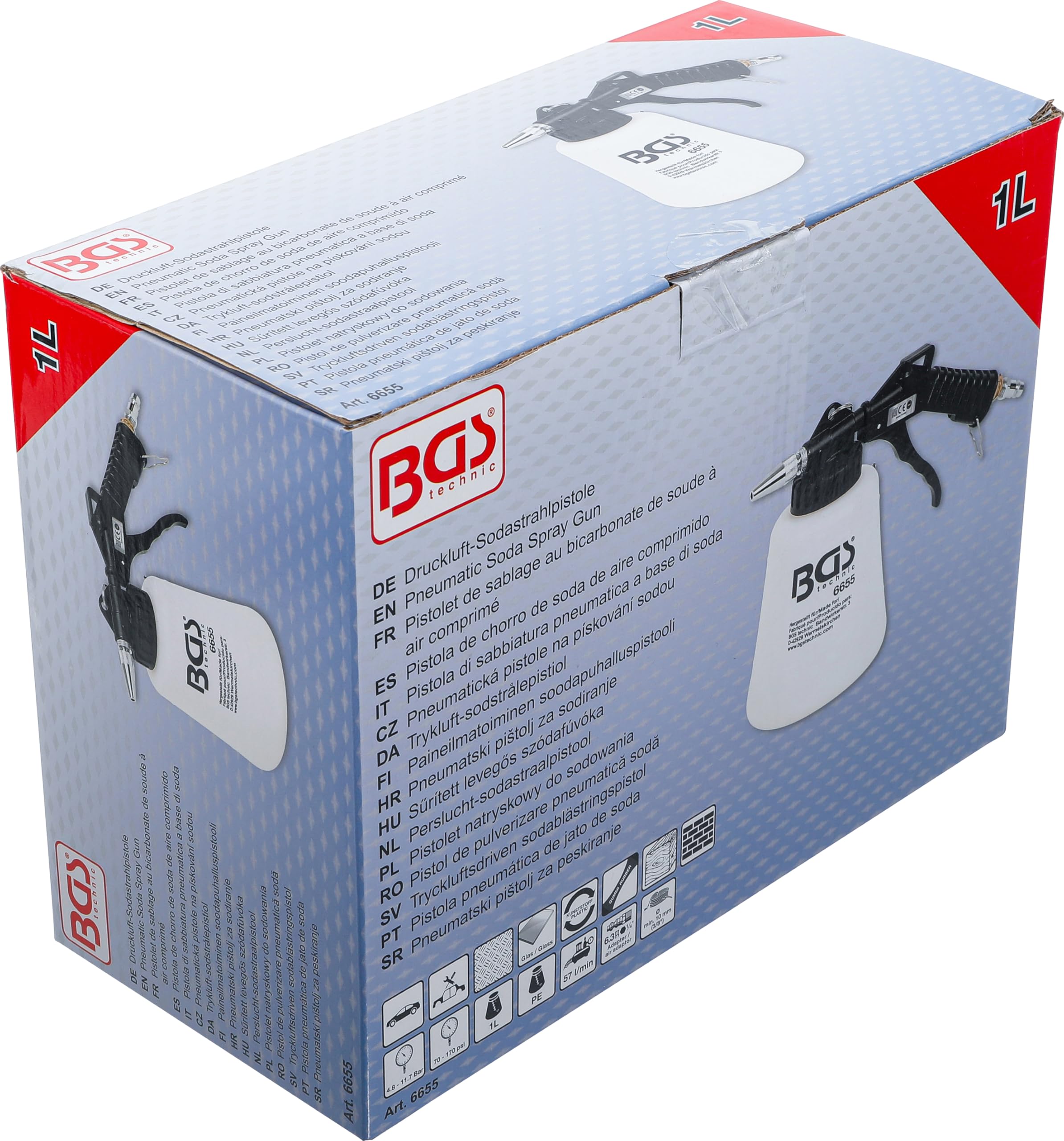 BGS 6655 | Pistolet de sablage au bicarbonate de soude à air comprimé | 1 l