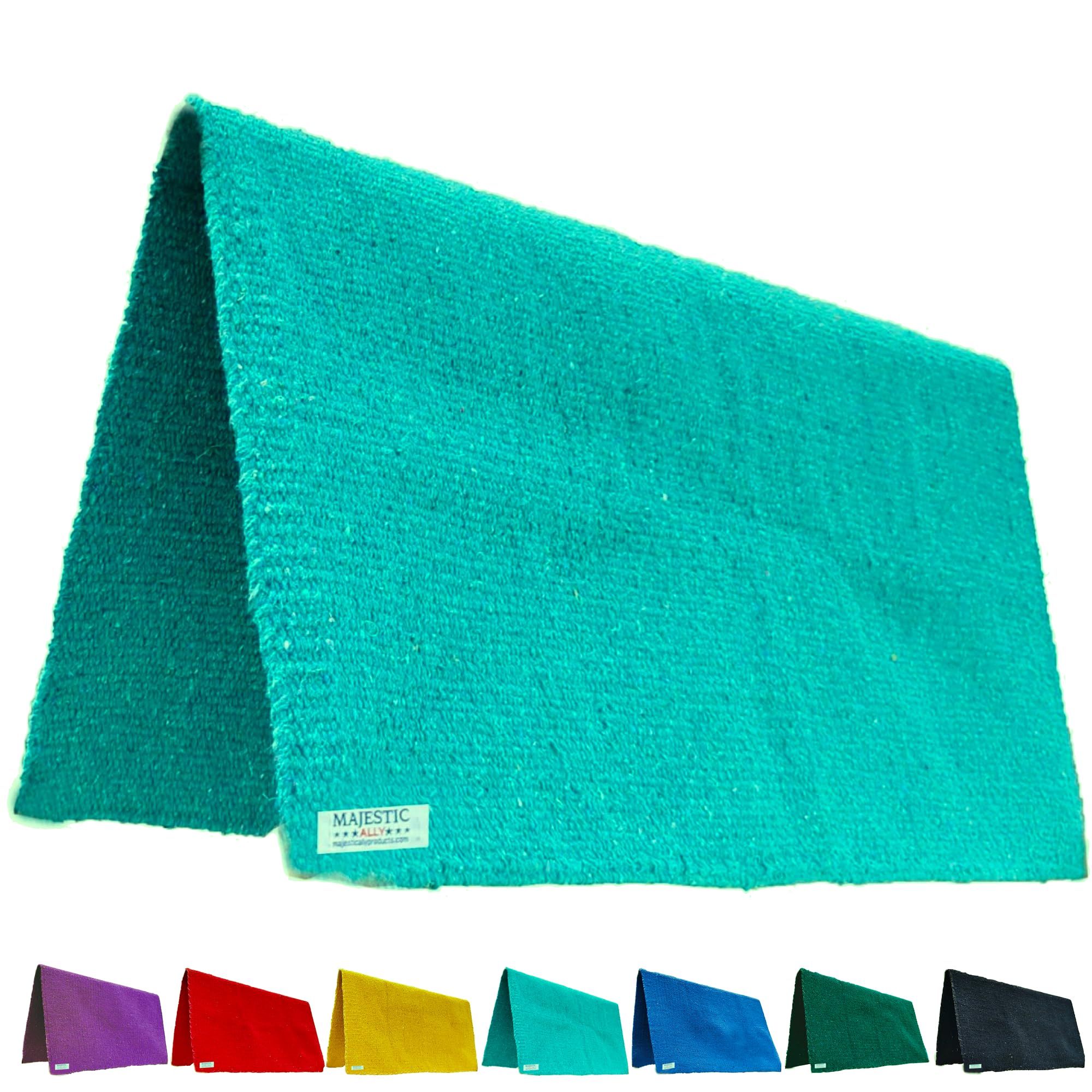 Majestic Ally Solid Color 34"x 36" Traditional Acrylic Saddle Blanket with Hemline Edges-3.7 lbs (Turquoise)