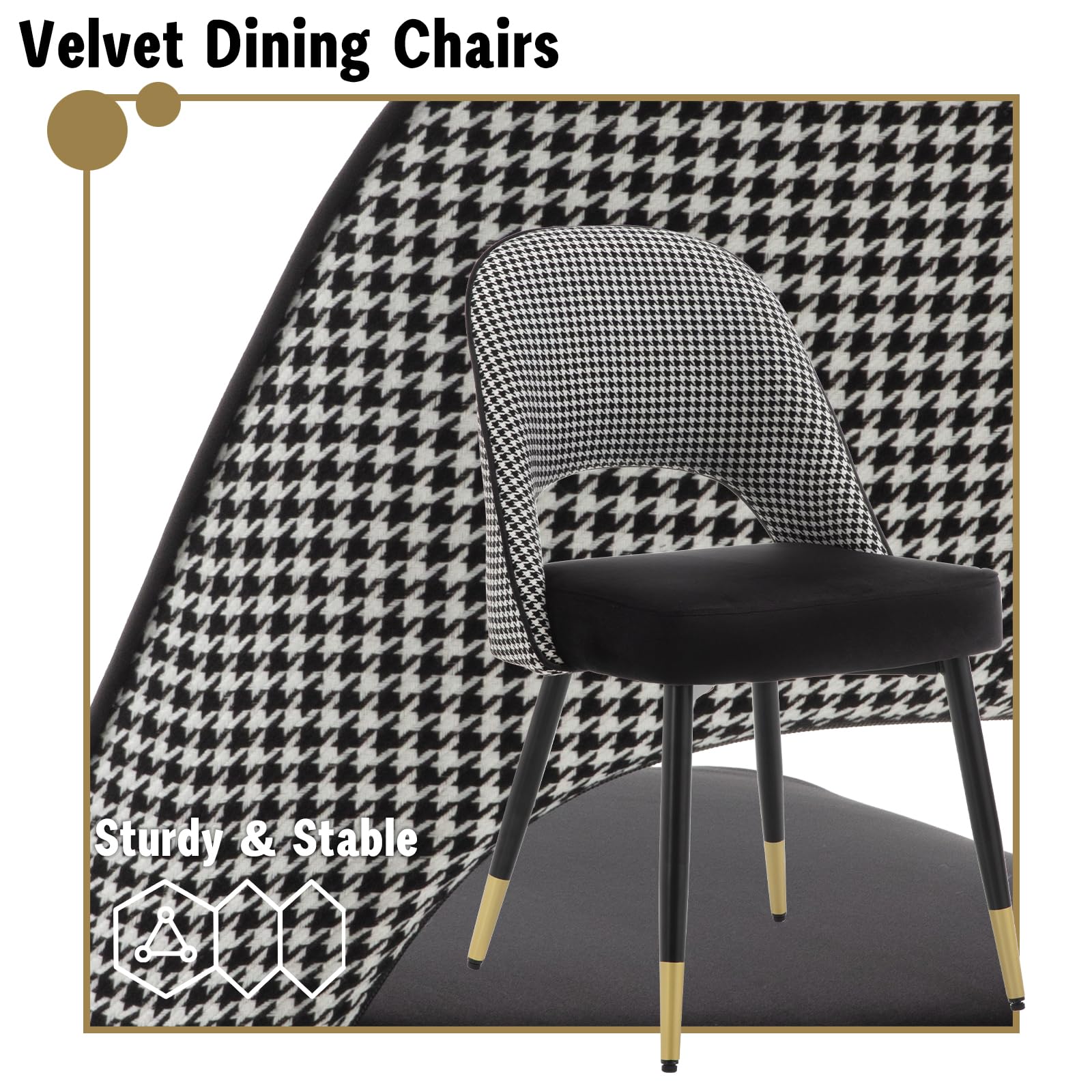 chairus Lot 4 Chaises Salle à Manger Velours Chaise Bureau Moderne, Noir | Chaise en Velours Chaise de Cuisine Moderne sans Accoudoirs Dossier Confortable Pieds Métal pour Chambre Dîner Salon