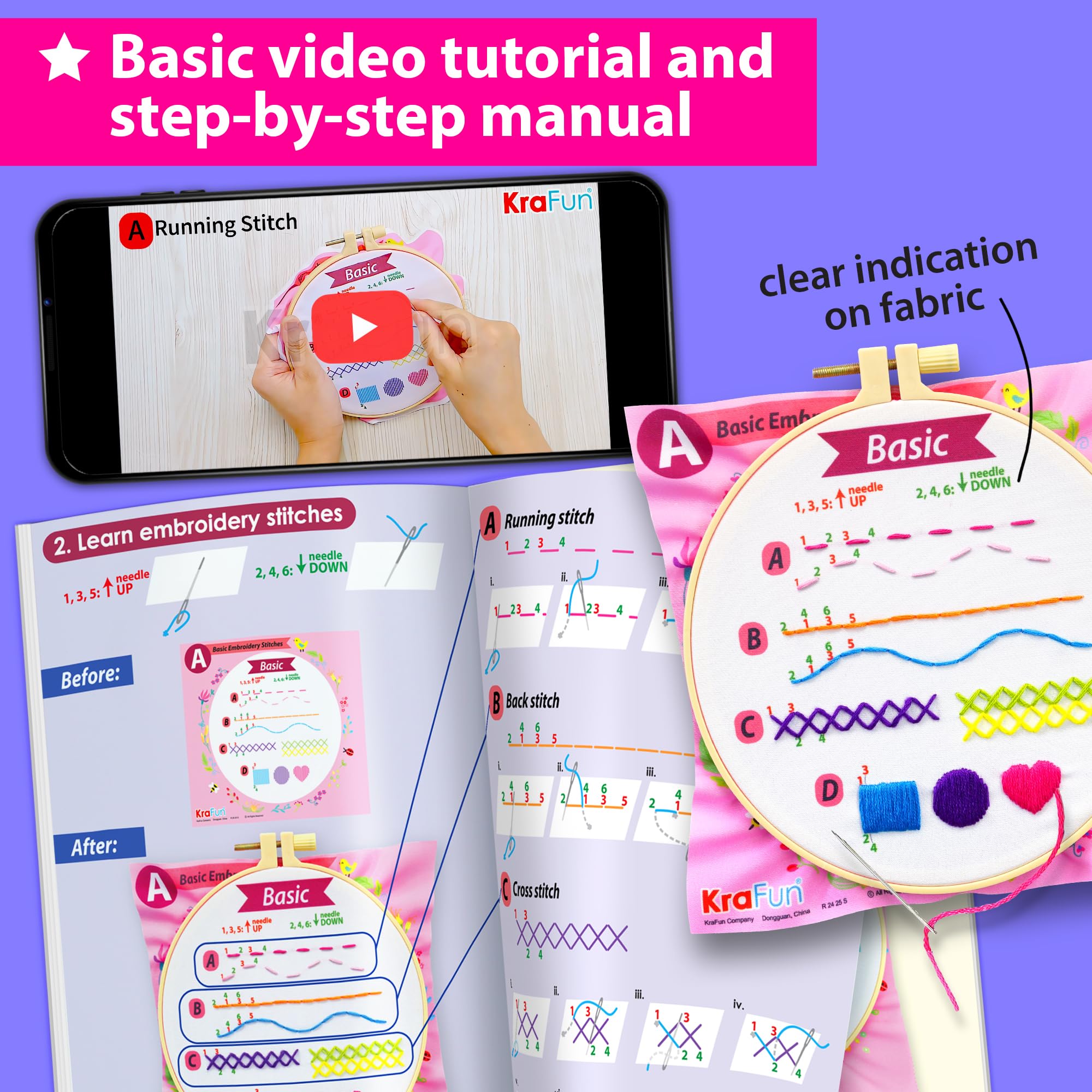 KRAFUN Embroidery Kit for Kids - Beginner Projects -4