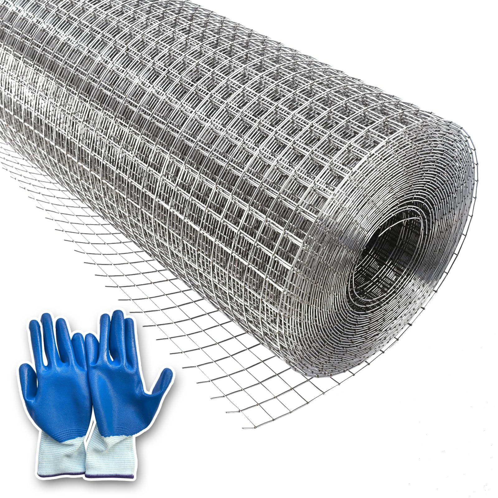 304 Stainless Steel Hardware Cloth Wire Mesh Roll, 1/2 inch 19 Gauge Welded Fence for Garden Protection, Chicken Coop, Squirrel Barrier, Animal Enclosure, DIY Projects (16in×16.5ft)