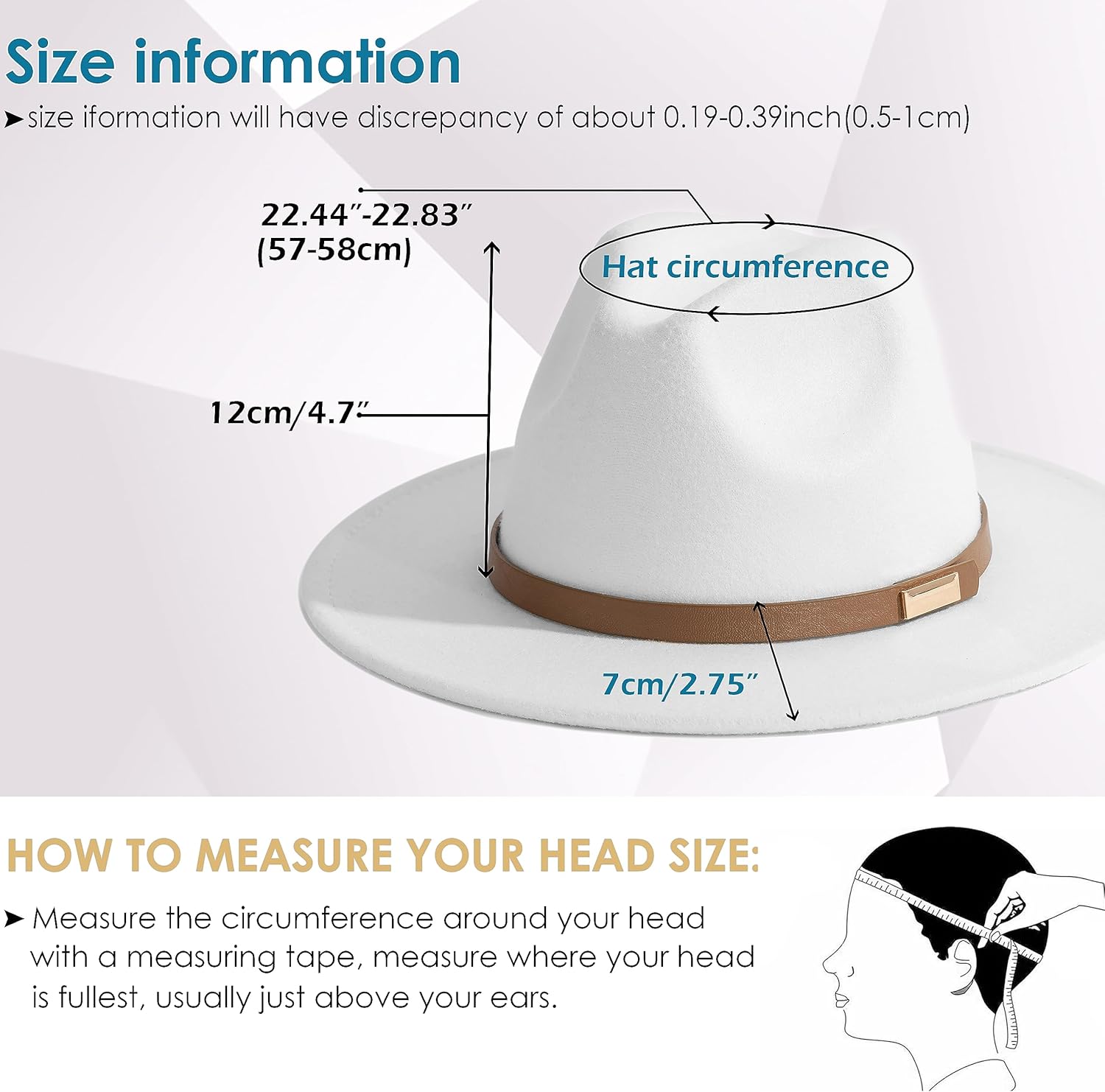 Gossifan Fedora Hats for Men Wide Brim Panama Hat with Classic Belt - Image 3