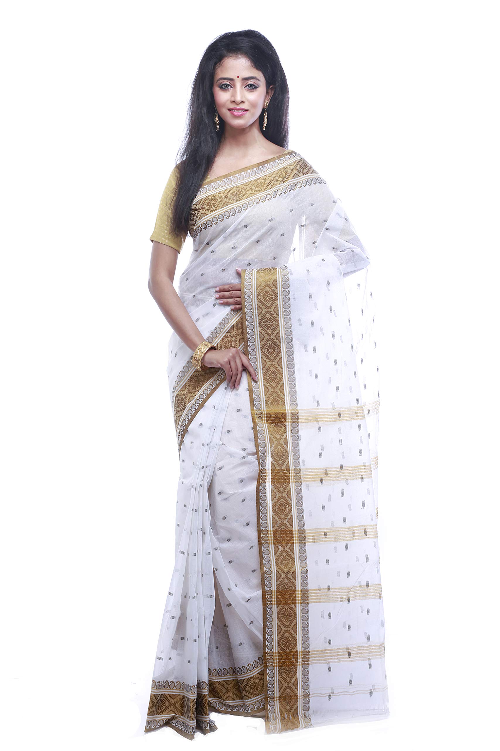 T.J. SAREES Pure Cotton Sarees for Women Traditional Tant Sarees Elegant and Comfortable Cotton Saree for All Occasions Without Blouse (Pack Of 1)