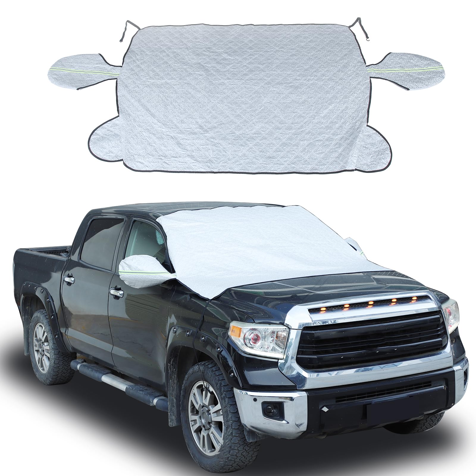 Fgtagtal - Parasol para parabrisas delantero de coche, compatible con Toyota Tundra 2007-2021, protección contra la nieve, la lluvia y el sol, instalación sin herramientas, color plateado