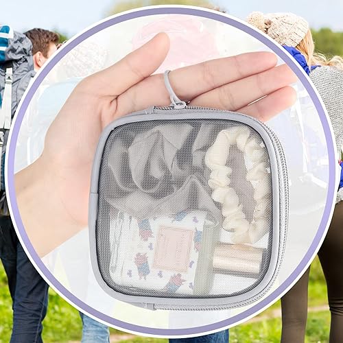 Miniatura 5 de Bolsa de maquillaje de malla de 4 piezas, bolsa de cosméticos de malla, bolsa de aseo de viaje con cremallera, mini bolsa portátil de maquillaje