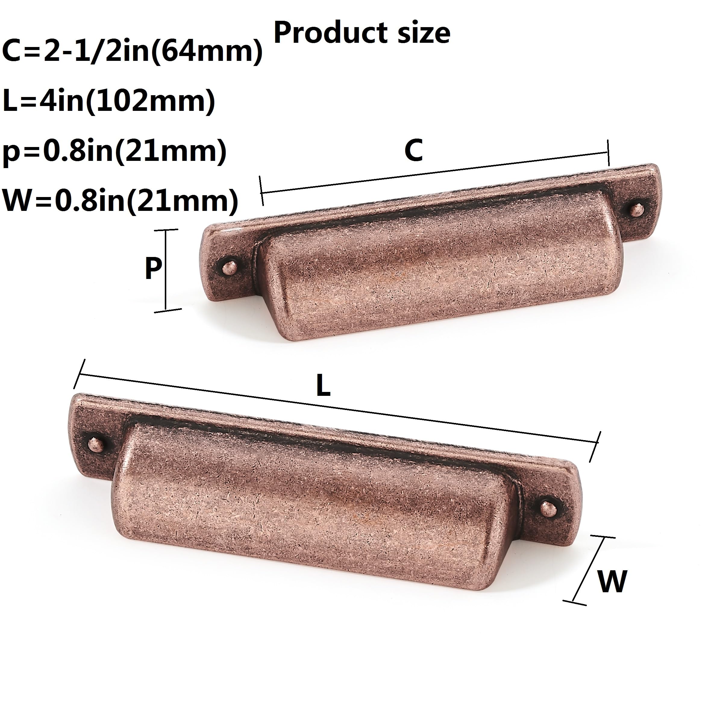 KHTUMEWARE-80263 Antique Copper Cabinet Pulls CTC 2-1/2 in (64 mm) 10-Pack in Antique Copper — KHTUMEWARE