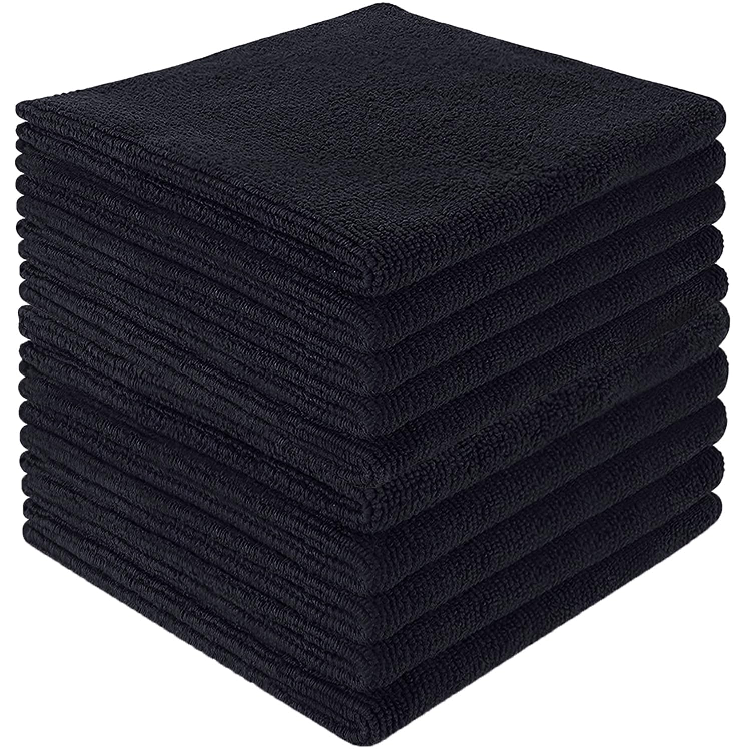 Hidmd Black Microfibre Cleaning Cloth, Microfiber Reusable Dish Cloths Kitchen Towels, Pack Of 10 30Cm X 30Cm
