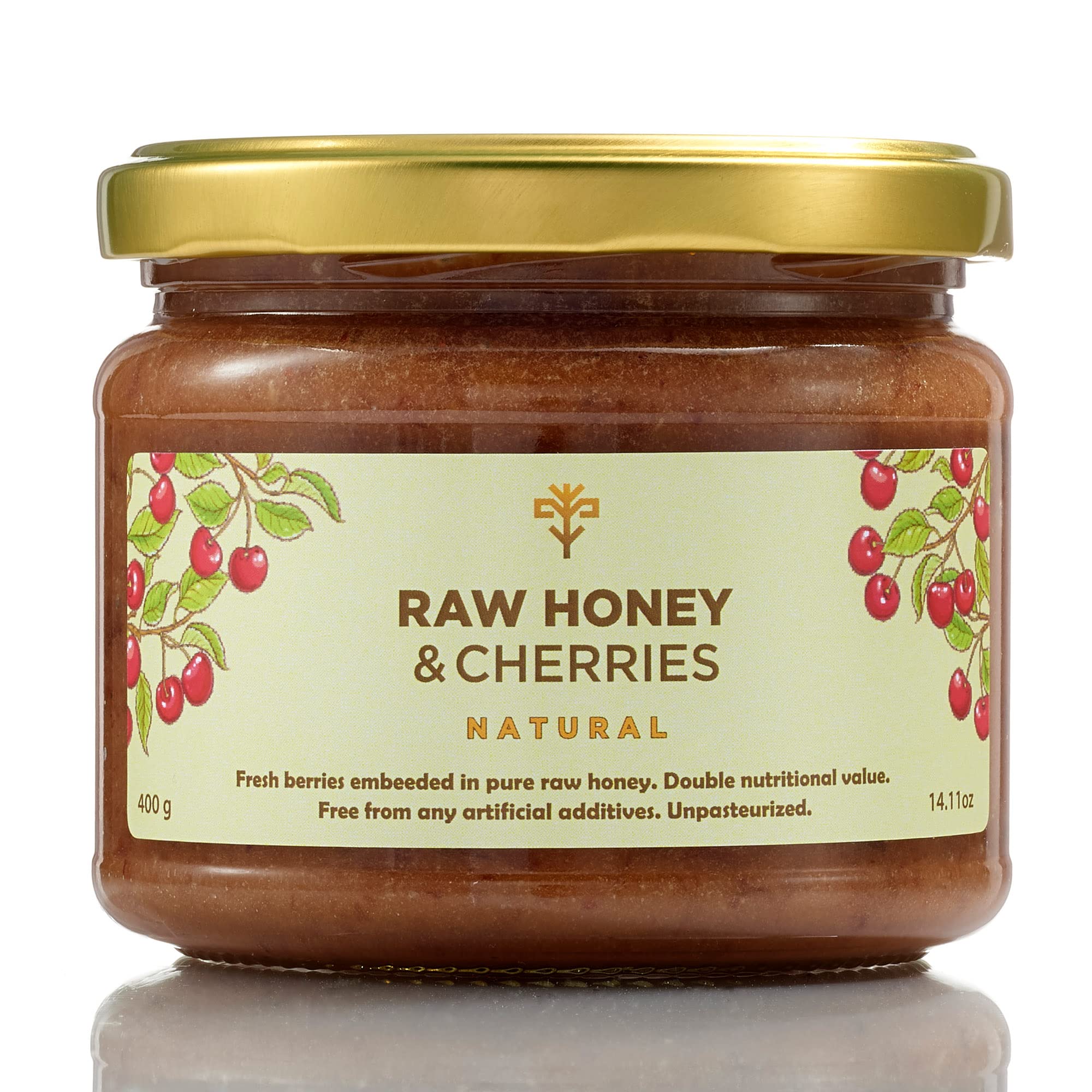 Earthbreath Raw Honey with cherries 400g - 100% Raw & Natural – Fresh Cherries – No Artificial Additives
