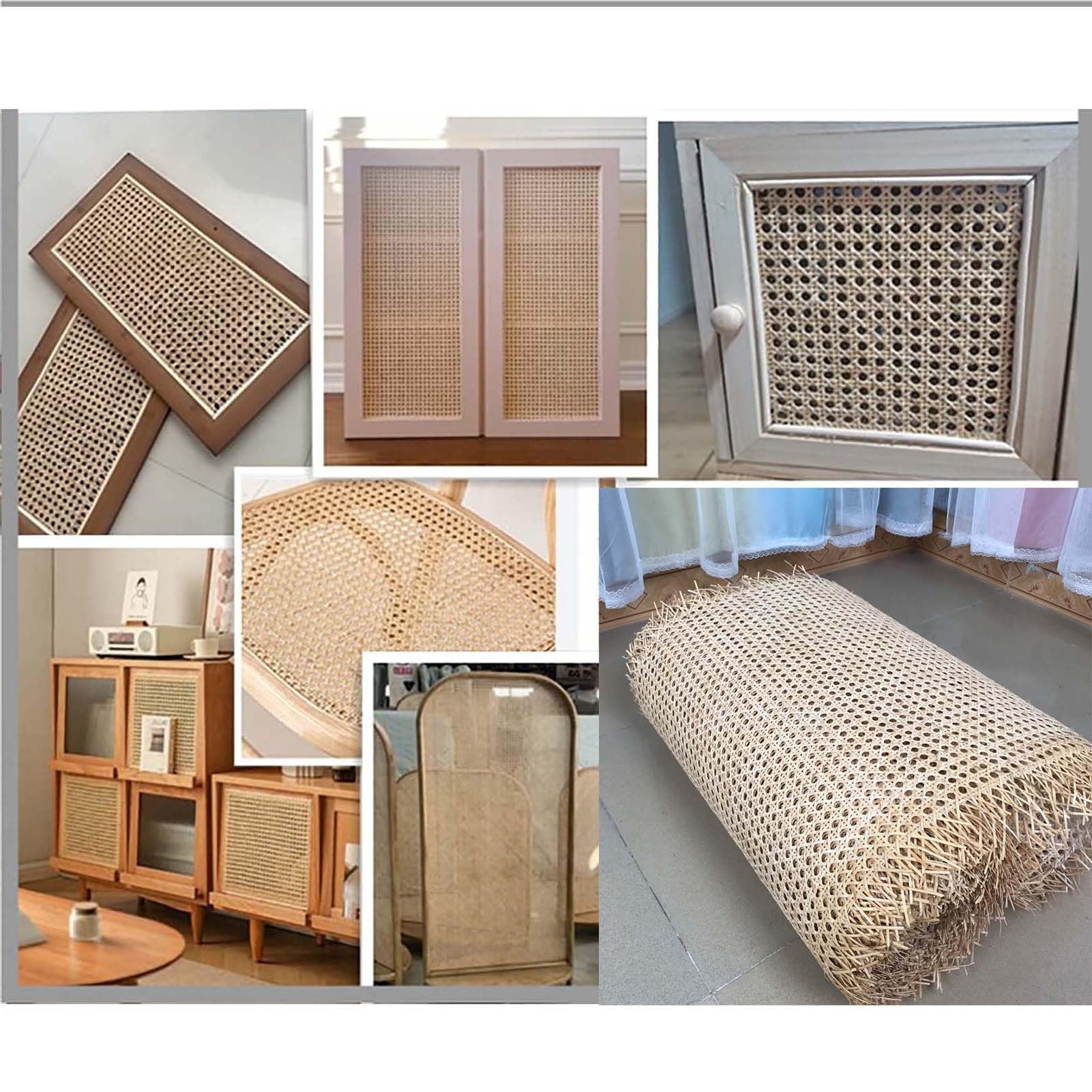 Rolka pleciona z naturalnego rattanu – 80 cm x 100 cm, nadaje się do projektów "zrób to sam" z futrem i rattanem, do majsterkowania i akcesoriów domowych – materiał przyjazny dla środowiska