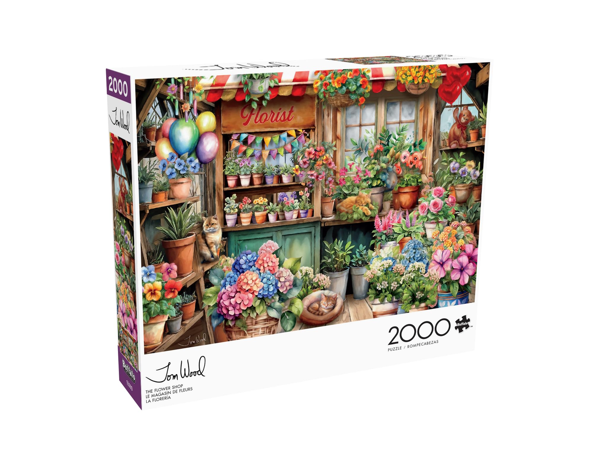 Buffalo Games - Tom Wood The Flower Shop - 2000 Piece Puzzle for Adults | Intermediate to Expert, Made in USA, Recycled Board, Finished Size 38.5 x 26.5 in, Inc