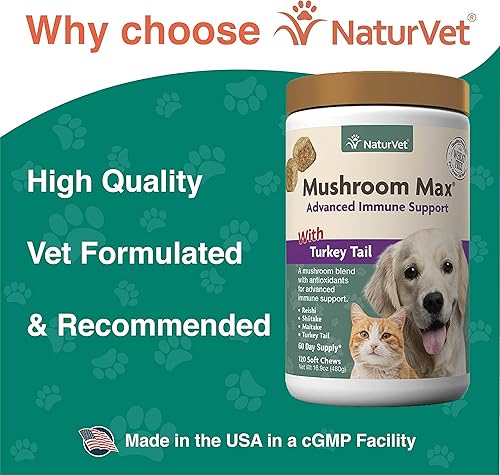 Miniatura 4 de NaturVet Mushroom Max Advanced Immune Support Suplemento para perros  Ayuda a fortalecer la inmunidad salud general para perros  Incluye setas