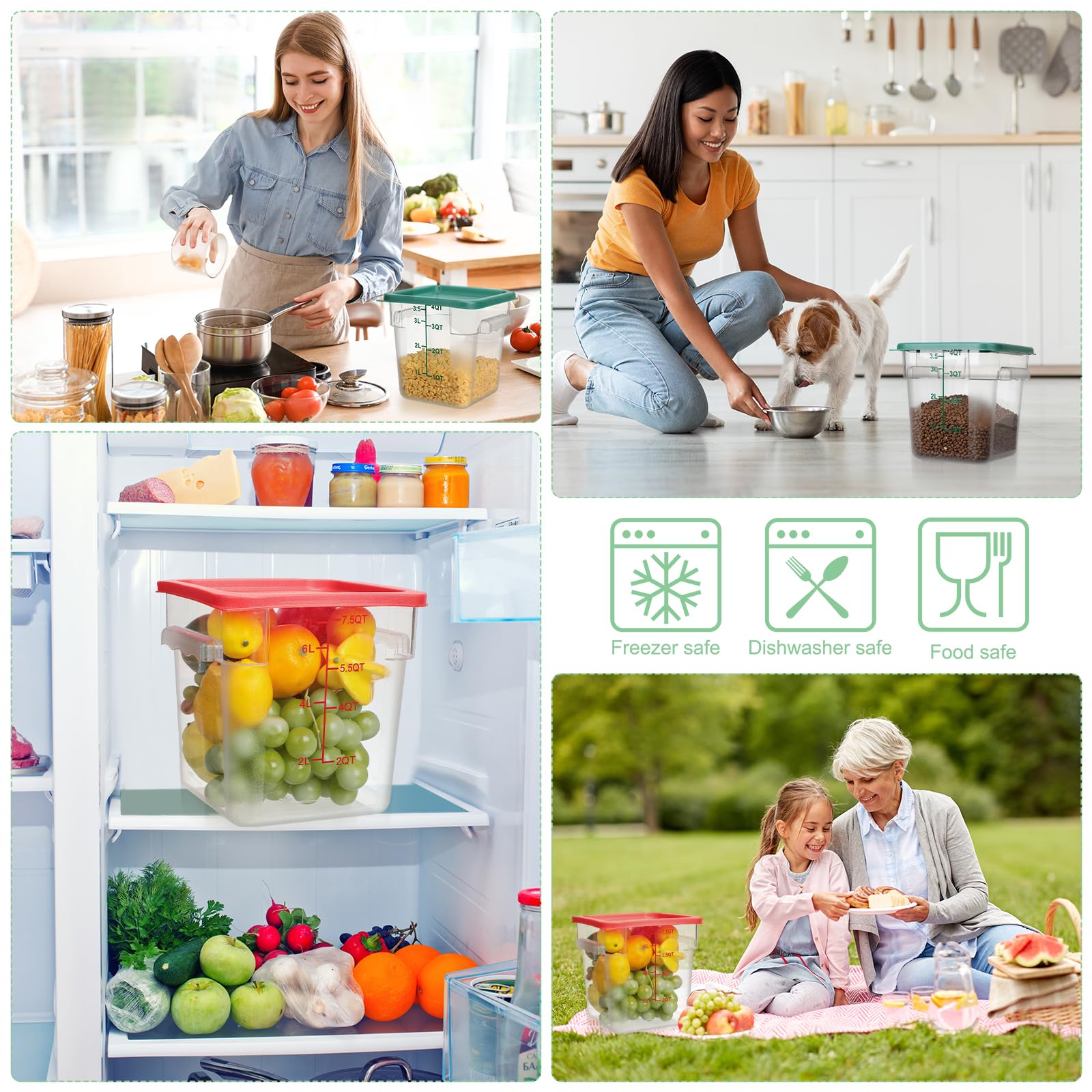 Il numero 1 del risparmio-MAURY'S SET 6 CONTENITORI QUADRATI + COPERCHIO LT 0,28 COLORAZIONE ASSORTITA