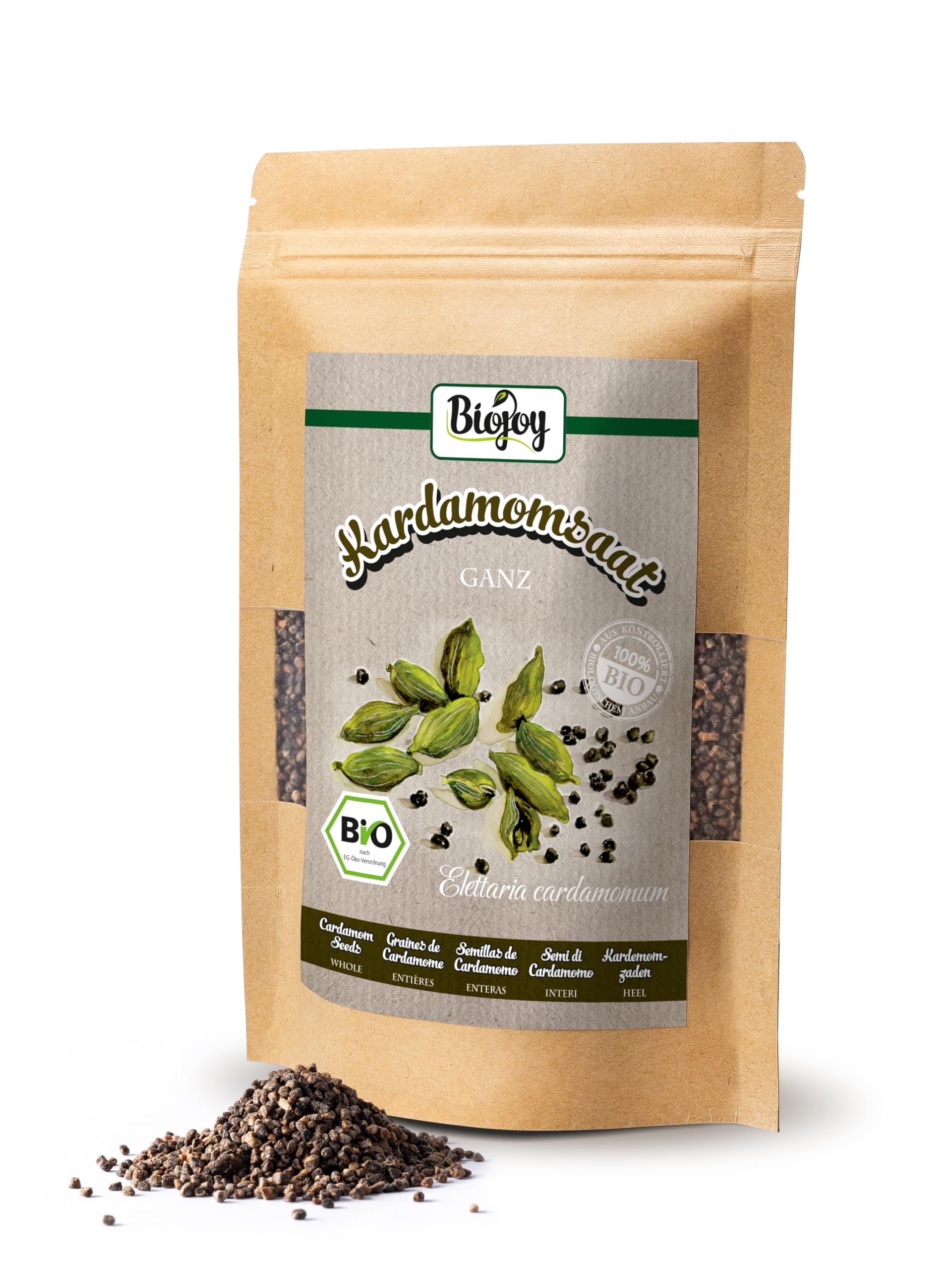 Biojoy Cardamomo semi BIO (250 g), interi e sgusciati (Elettaria cardamomum)