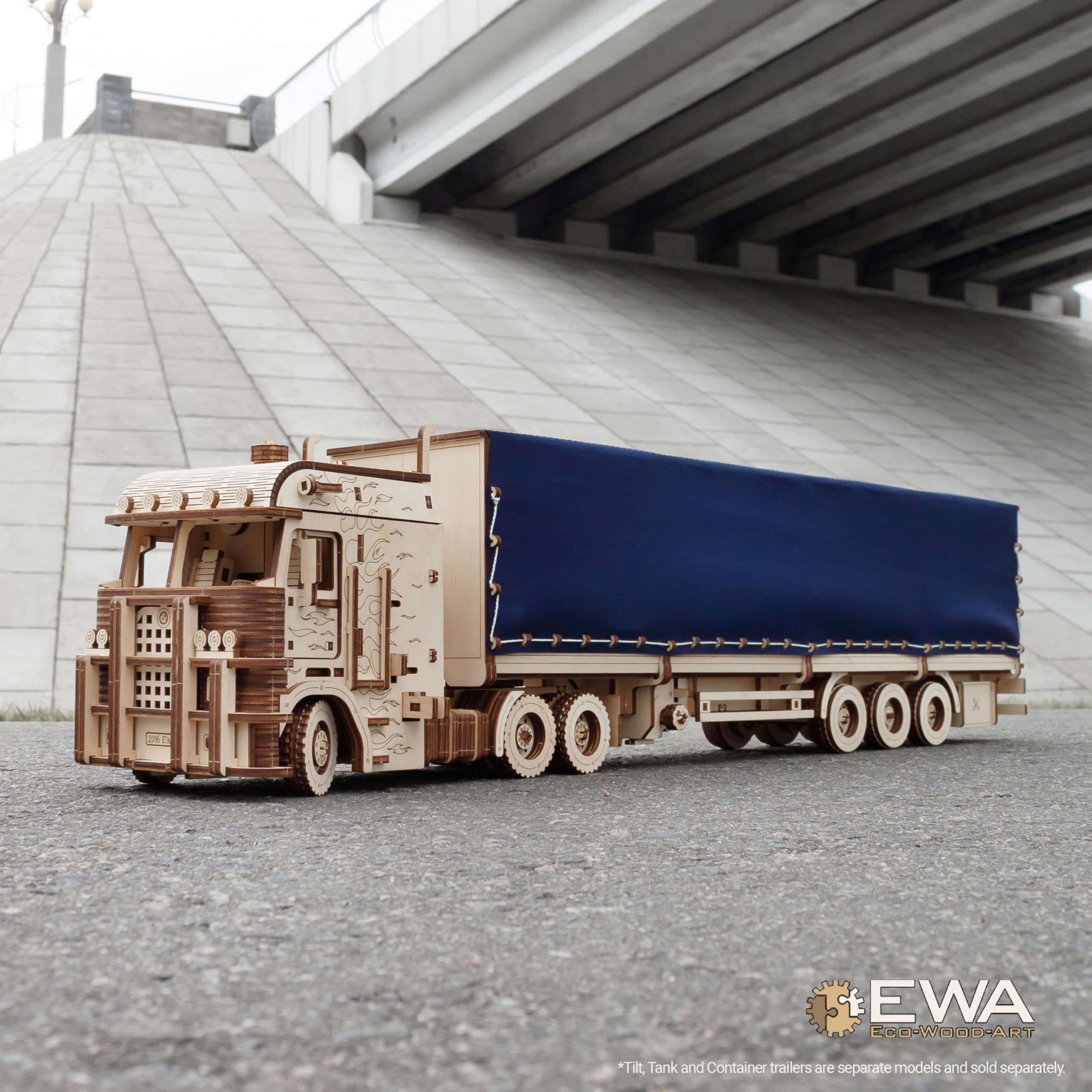 EWA Eco-Wood-Art – “Truck “Road King” - Puzzle 3D in legno - Rompicapo per adulti e adolescenti - da montare senza colla - 478 pezzi