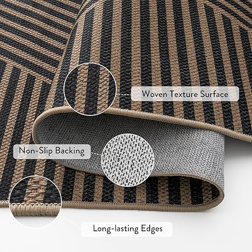 Miniatura 2 de Lahome Modern Geometric Outdoor Easy Jute Rug, 5x7 Patio Living Room Rug Large Black Area Rug for Bedroom, Farmhouse Washable Indoor Outdoor Carpet