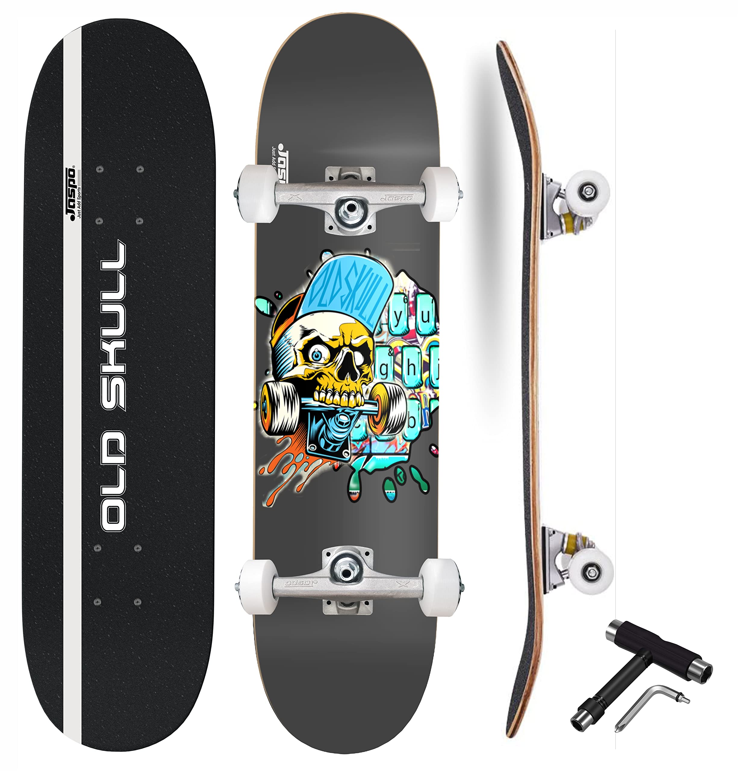 Jaspo Old Skull 7 Layer Wooden (Canadian Maple) Professional Grade Concave Deck Skateboard (31 Inches Length X 8 Inches Width) - Made in India (Old Skull) (B09RPPVBLD) Amazon Price History, Amazon Price Tracker