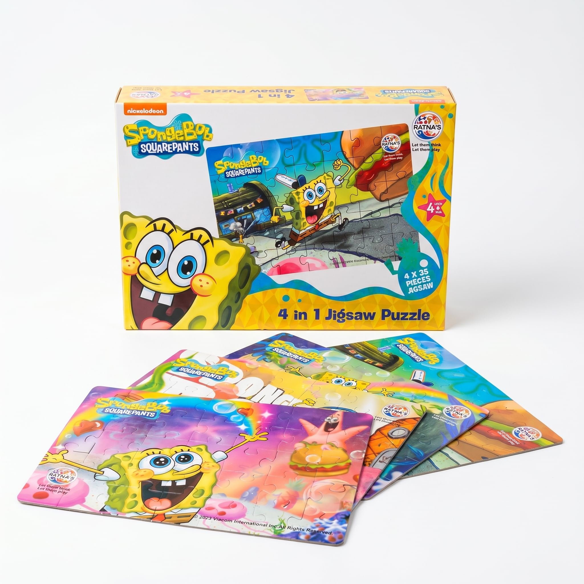 Ratna's 4-in-1 Spongebob Jigsaw Puzzle Size 24cm x 17cm, 140 Pieces (4 X 35pcs Each) Floor Puzzles for Kids for Age 3+-image-30