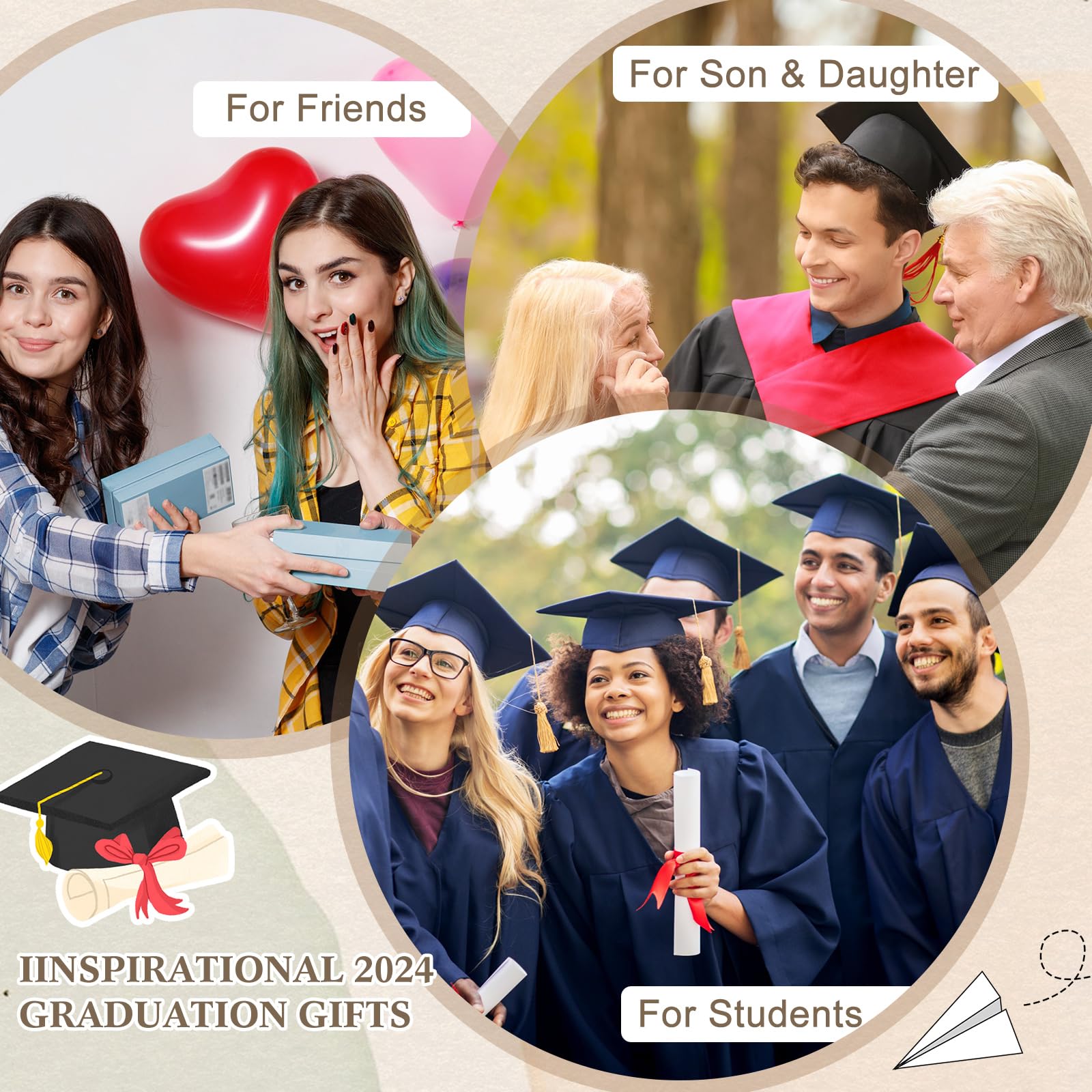 Resurhang 90 cuadernos de papel kraft de bolsillo a granel con bolígrafos de bambú inspiradores, llaveros de madera, regalos de graduación para hija, hijo, estudiantes universitarios Senio