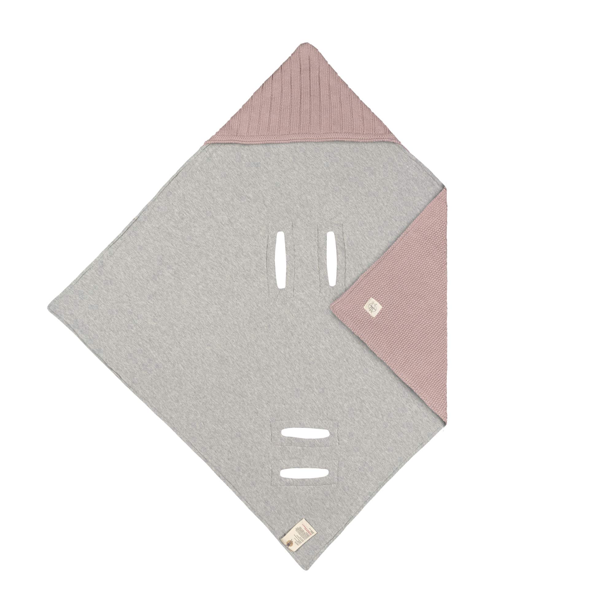 LÄSSIG Baby Strickdecke Autositzdecke Einschlagdecke Babyschale 100% Bio-Baumwolle GOTS dusky pink