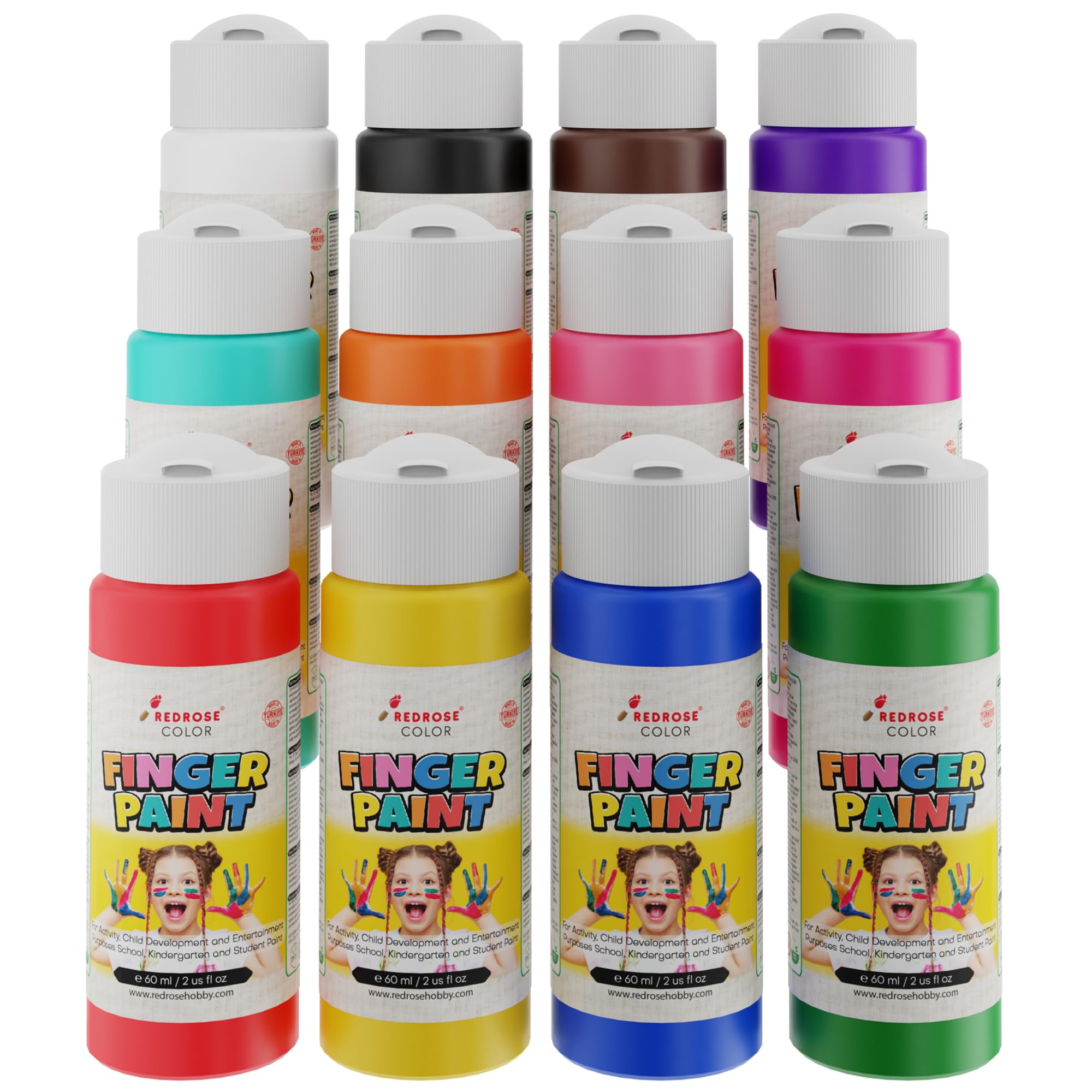 Tüm Renkler Parmak Boyası 12'li Set 12x60ml